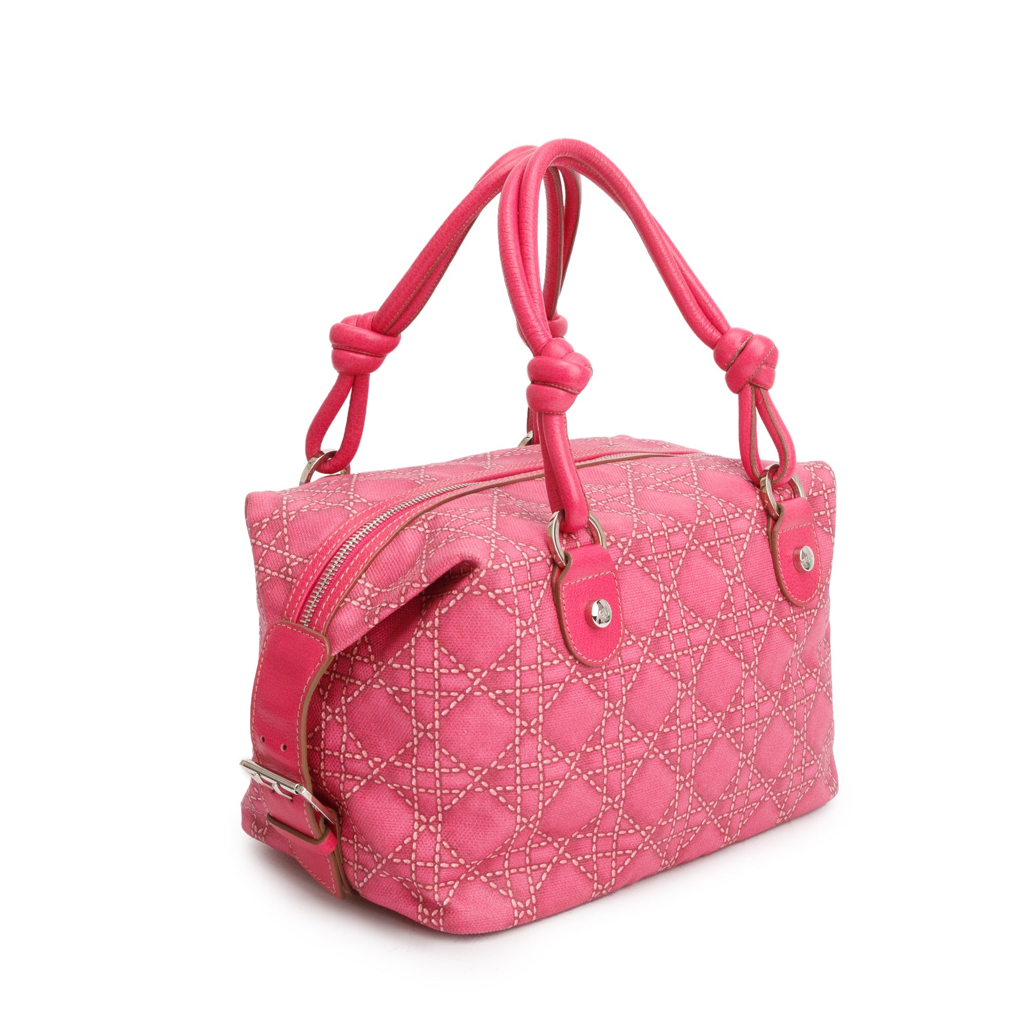 Christian Dior Pink Cannage Coated Canvas Shoulder Bag