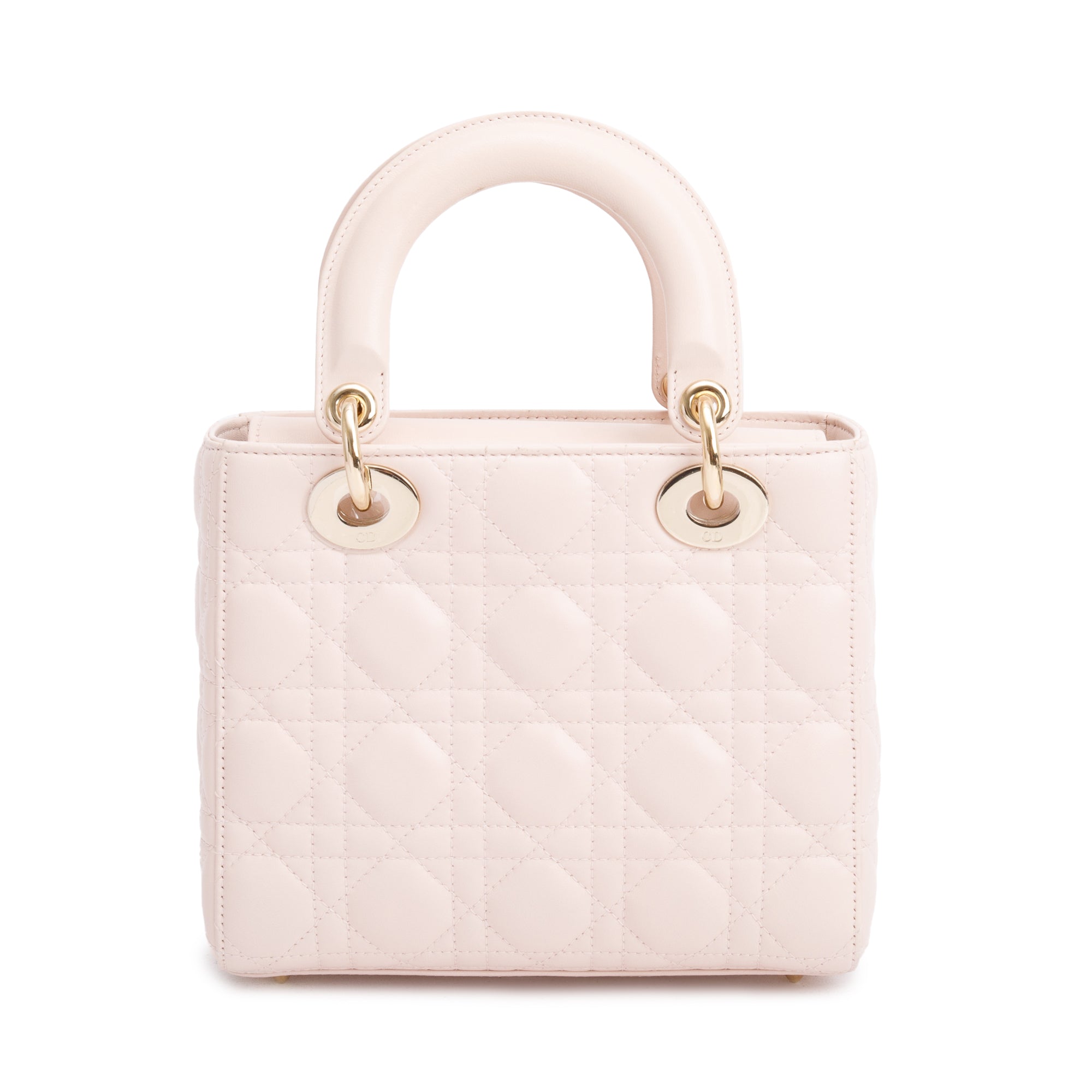 Christian Dior Pink Cannage Lambskin Leather Small Lady Dior My AbCDior Bag w/ Strap & Box