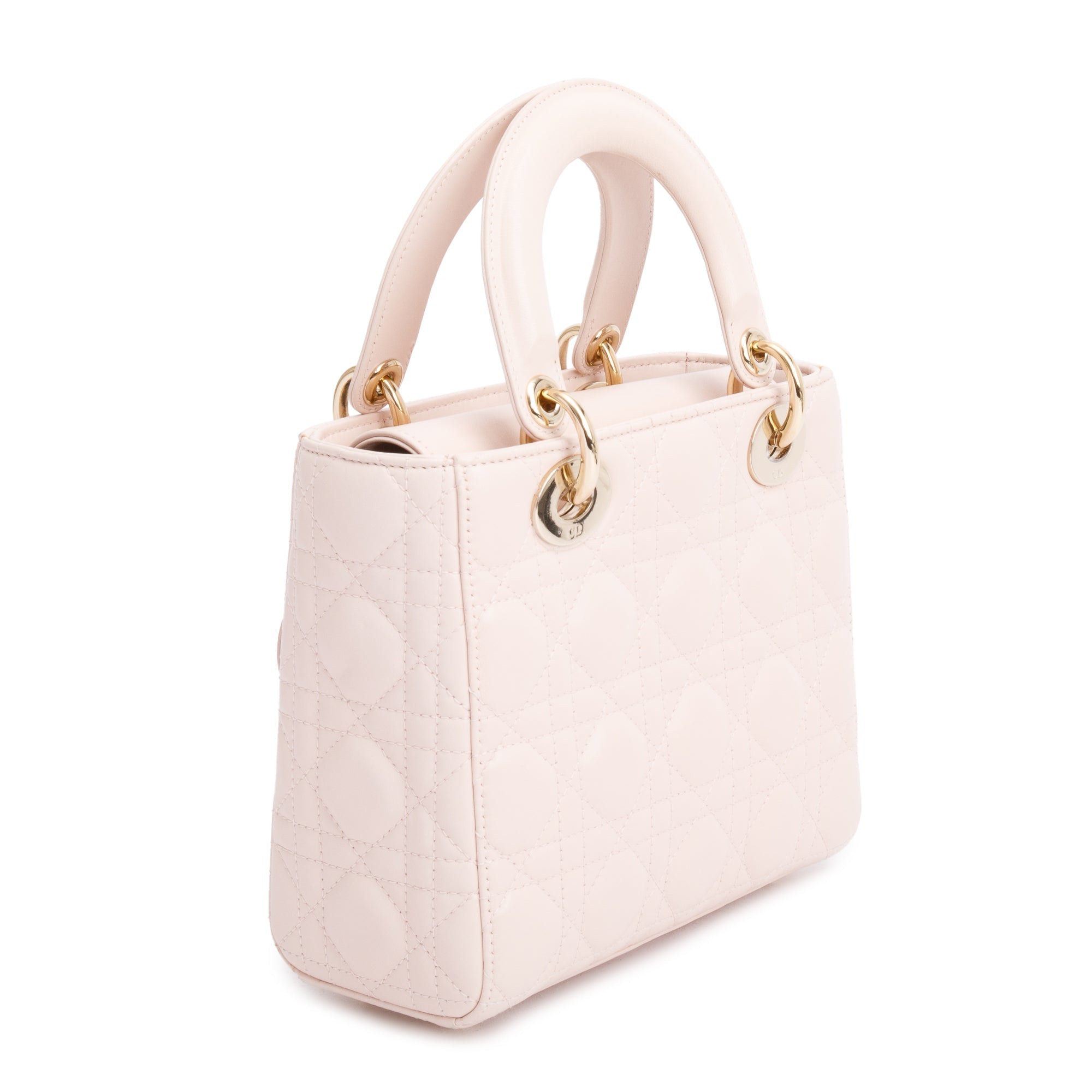 Christian Dior Pink Cannage Lambskin Leather Small Lady Dior My AbCDior Bag w/ Strap & Box