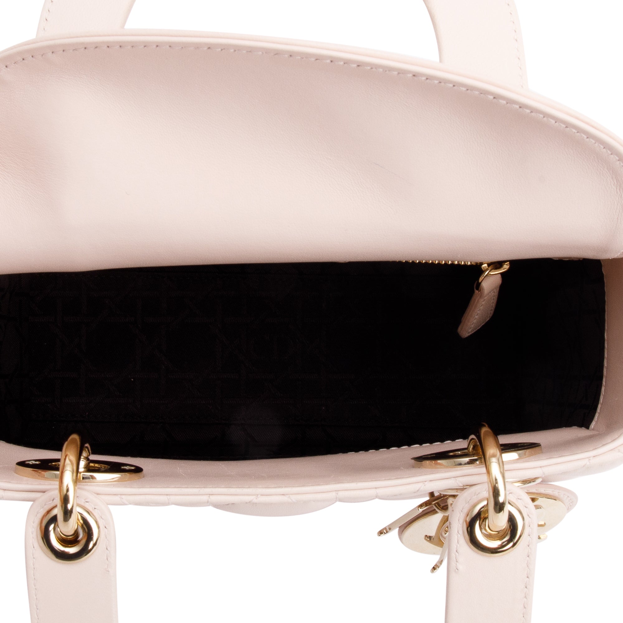 Christian Dior Pink Cannage Lambskin Leather Small Lady Dior My AbCDior Bag w/ Strap & Box