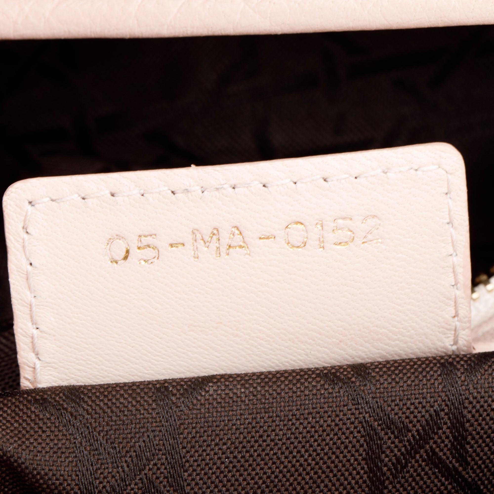Christian Dior Pink Cannage Leather Large Lady Dior Bag w/ Strap & Authenticity Card