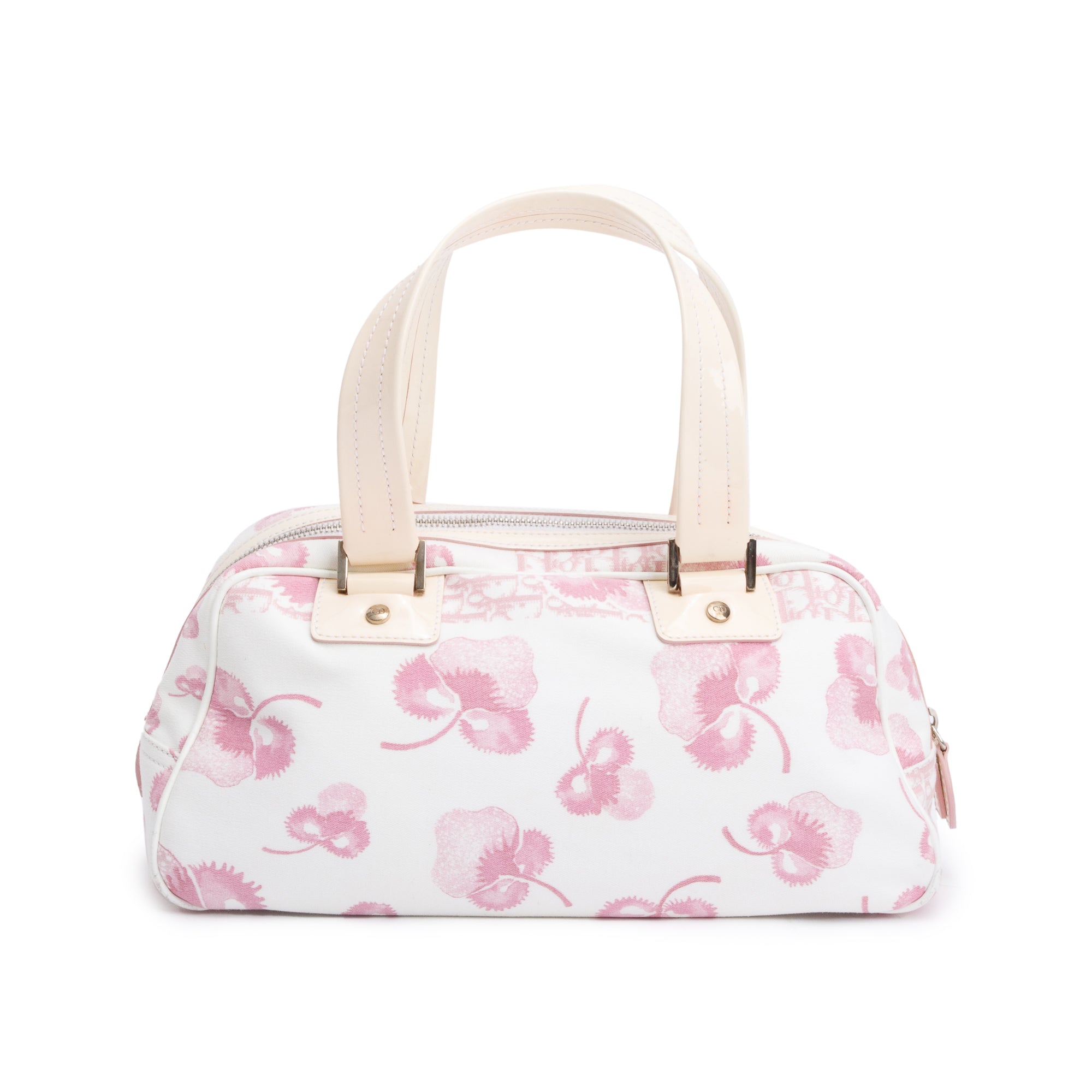 Christian Dior Pink Diorissimo Cherry Blossom Canvas Girly Satchel Bag w/ Authenticity Card