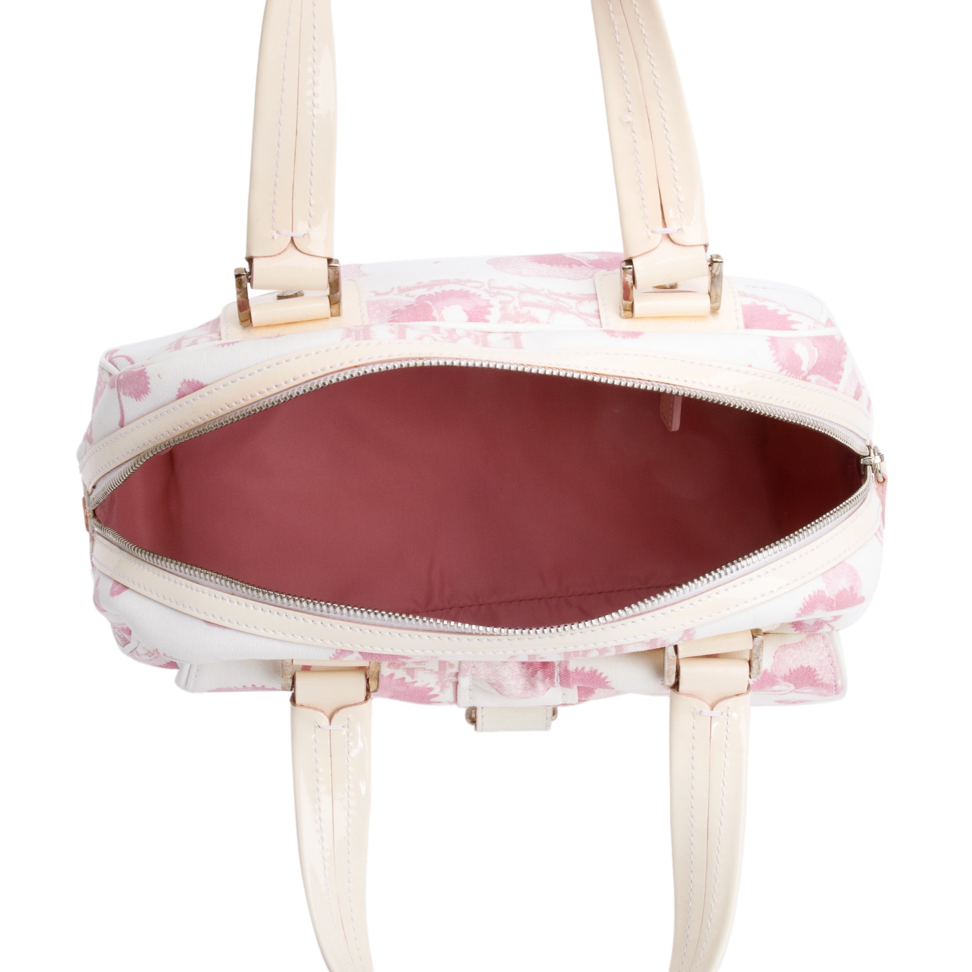 Christian Dior Pink Diorissimo Cherry Blossom Canvas Girly Satchel Bag w/ Authenticity Card