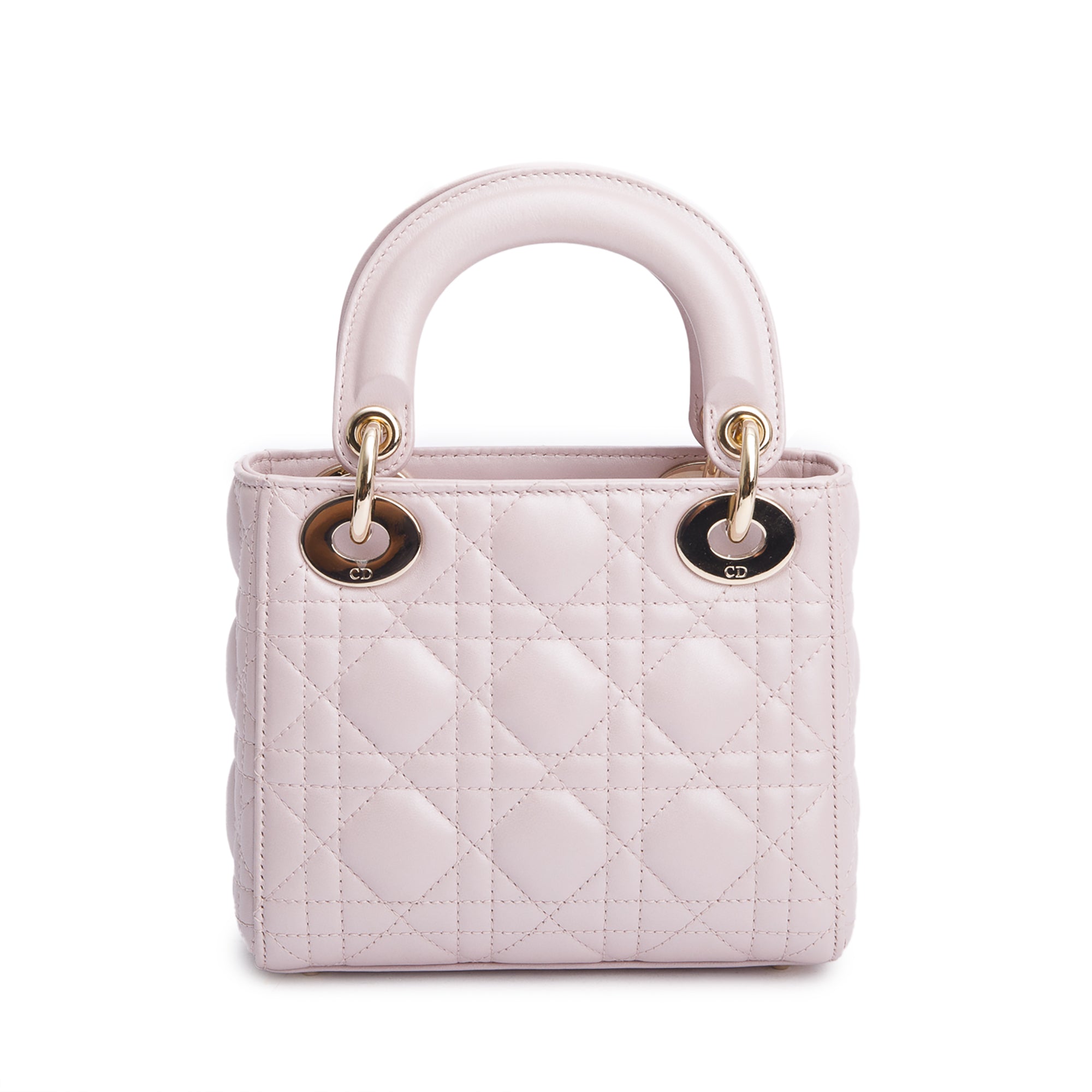 Christian Dior Pink Iridescent Cannage Leather Mini Lady Dior Bag w/ Strap