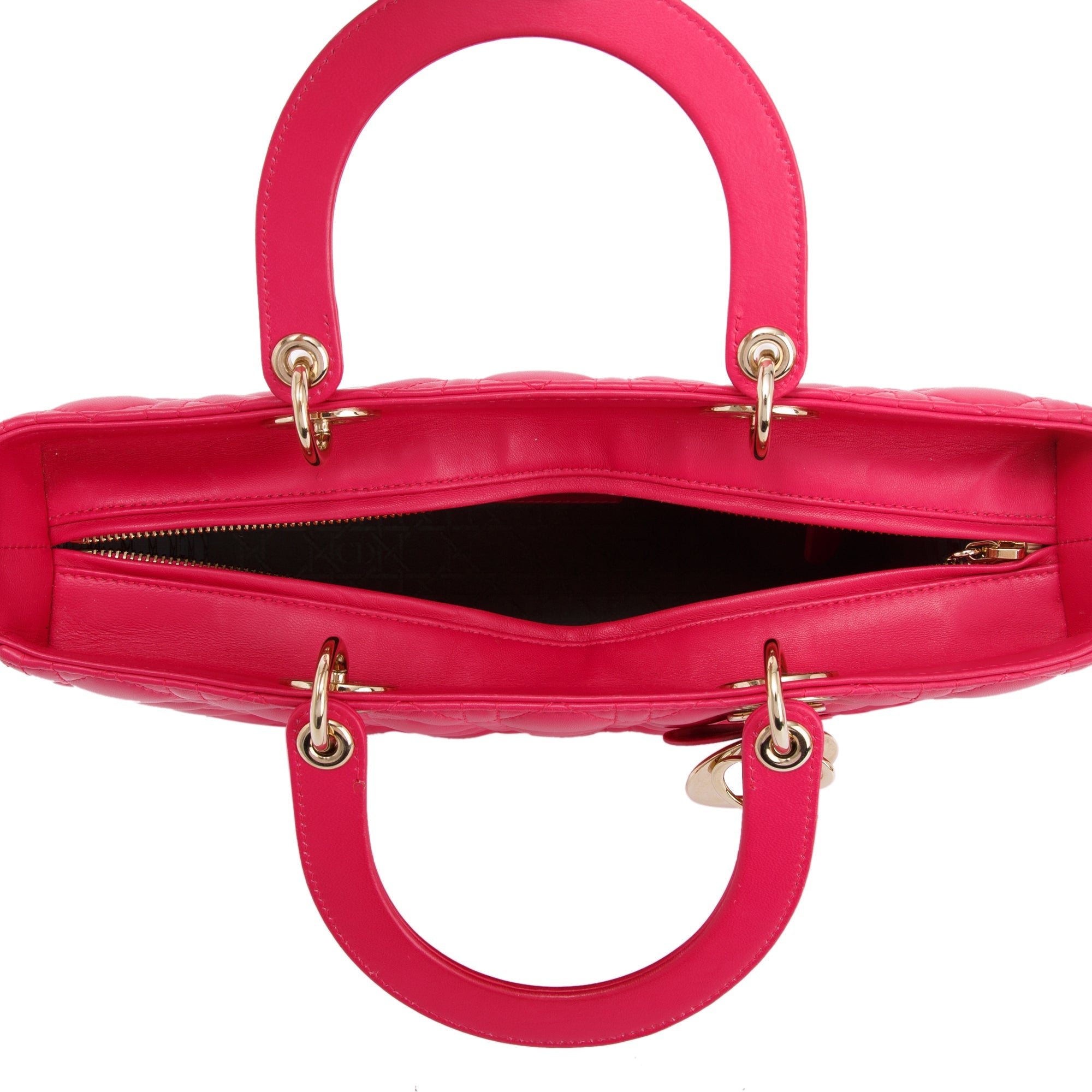 Christian Dior Pink Large Cannage Lady Dior Bag w/ Strap & Authenticity Card