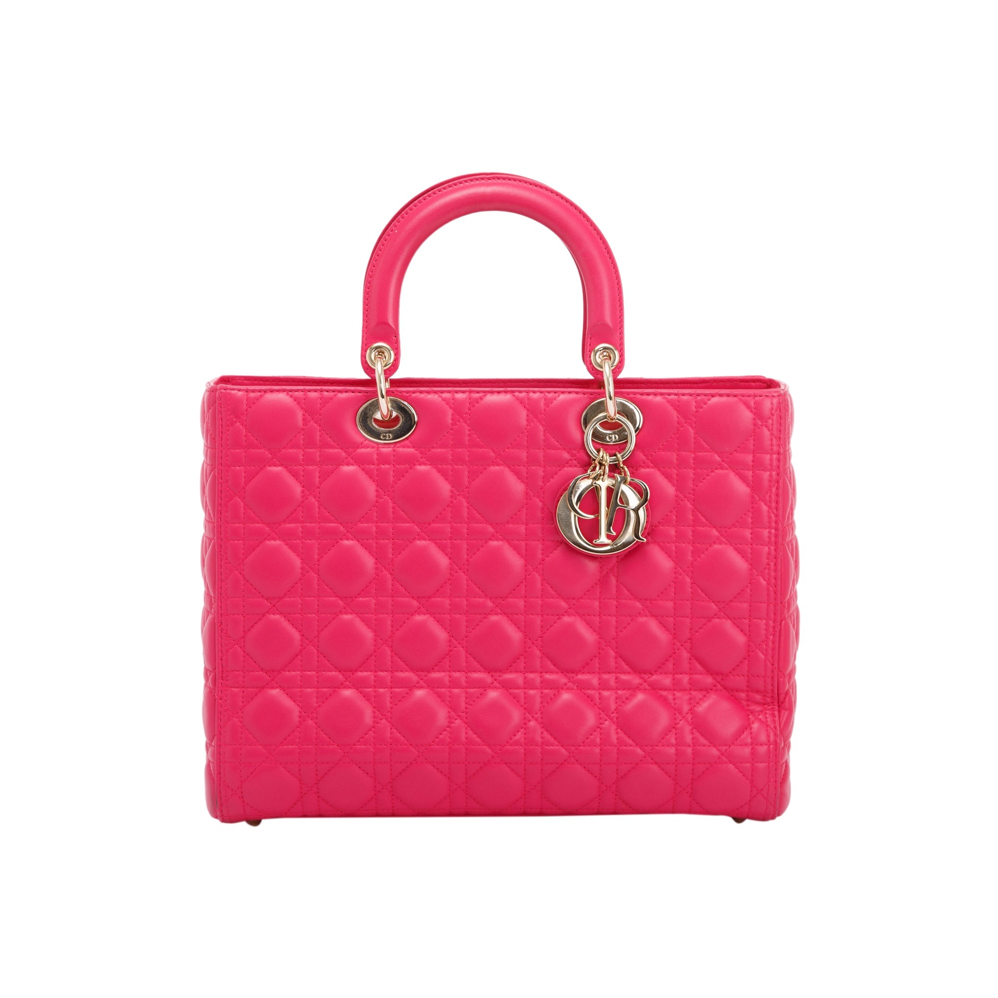 Christian Dior Pink Large Cannage Lady Dior Bag w/ Strap & Authenticity Card