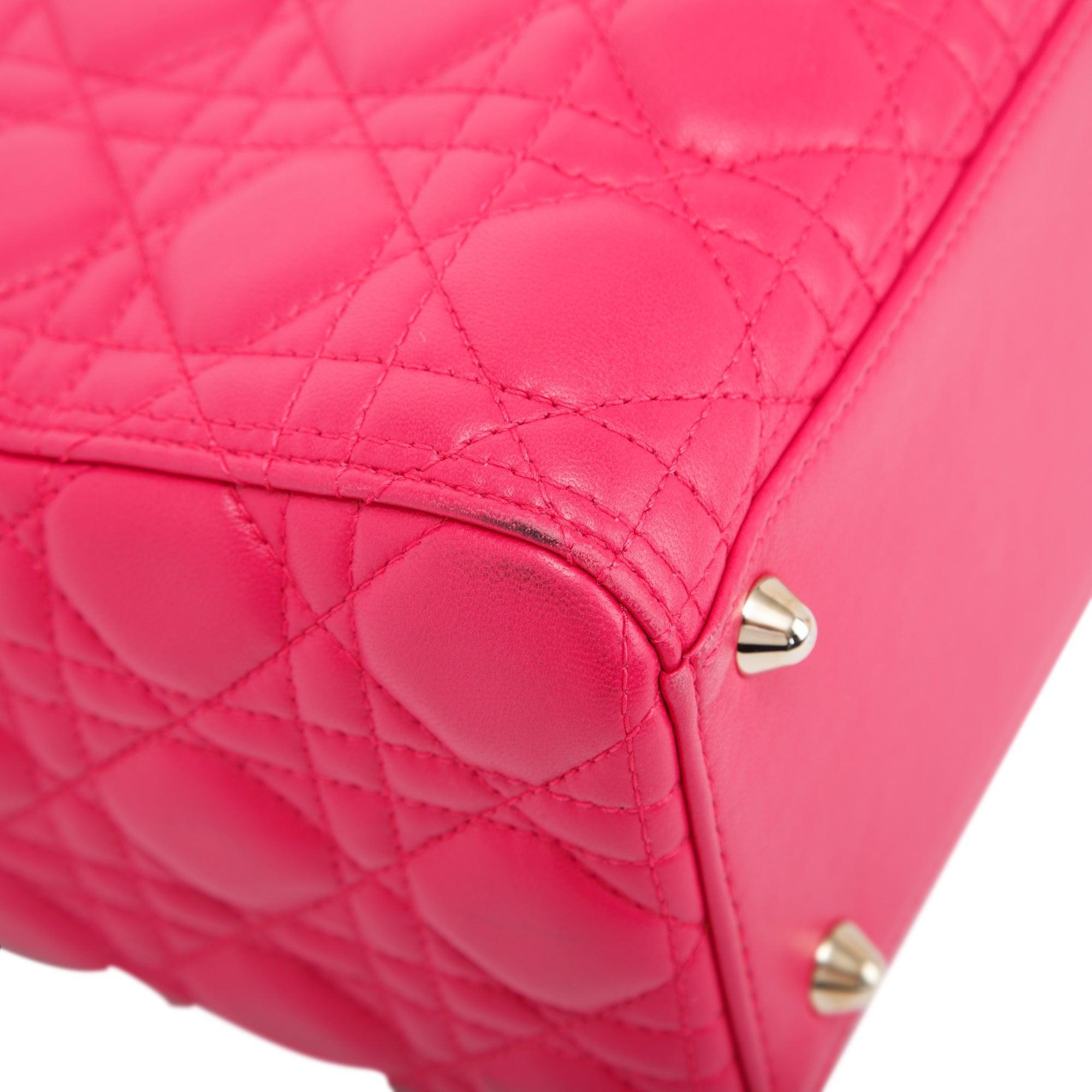 Christian Dior Pink Large Cannage Lady Dior Bag w/ Strap & Authenticity Card