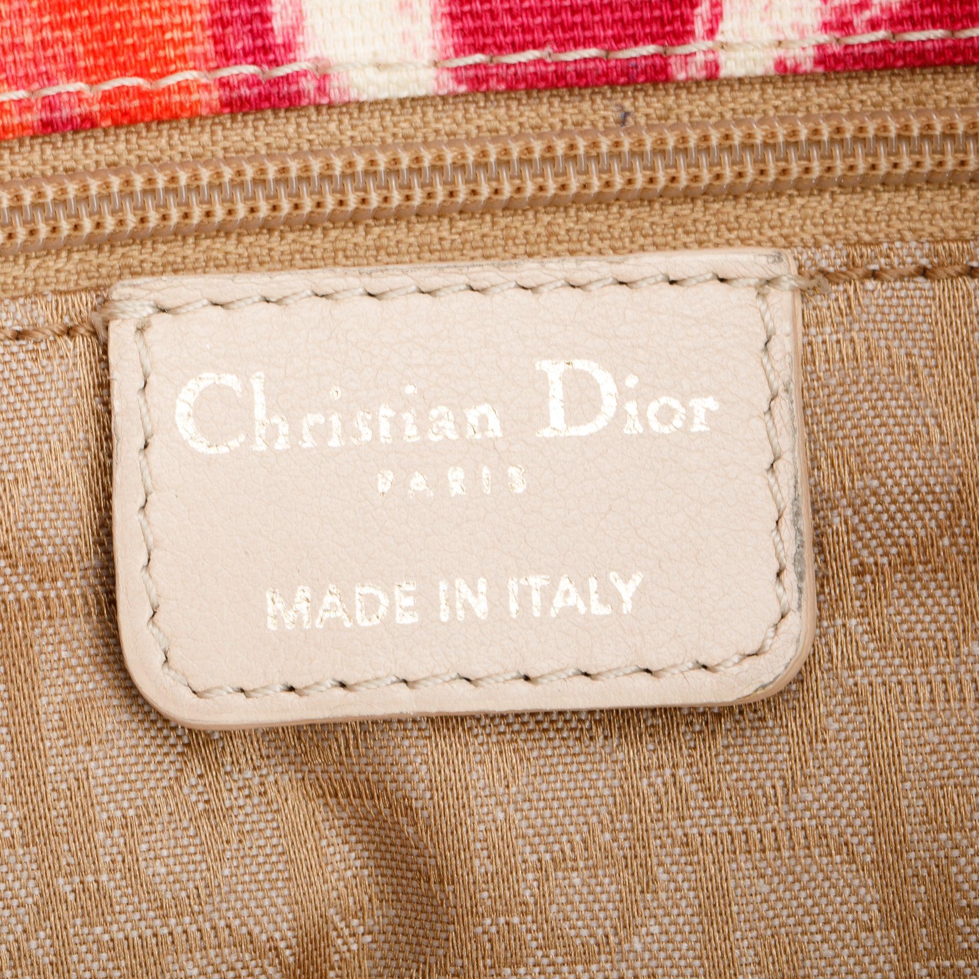 Christian Dior Pink Multicolor Printed Canvas Buckle Tote Bag