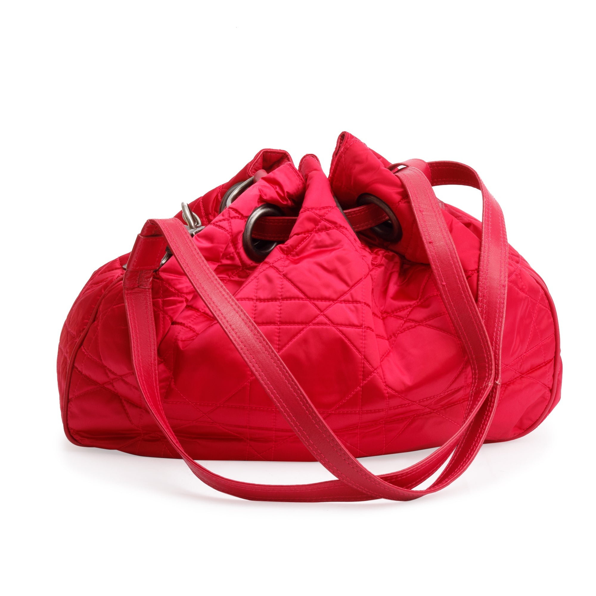 Christian Dior Pink Satin Cannage Drawstring Bag