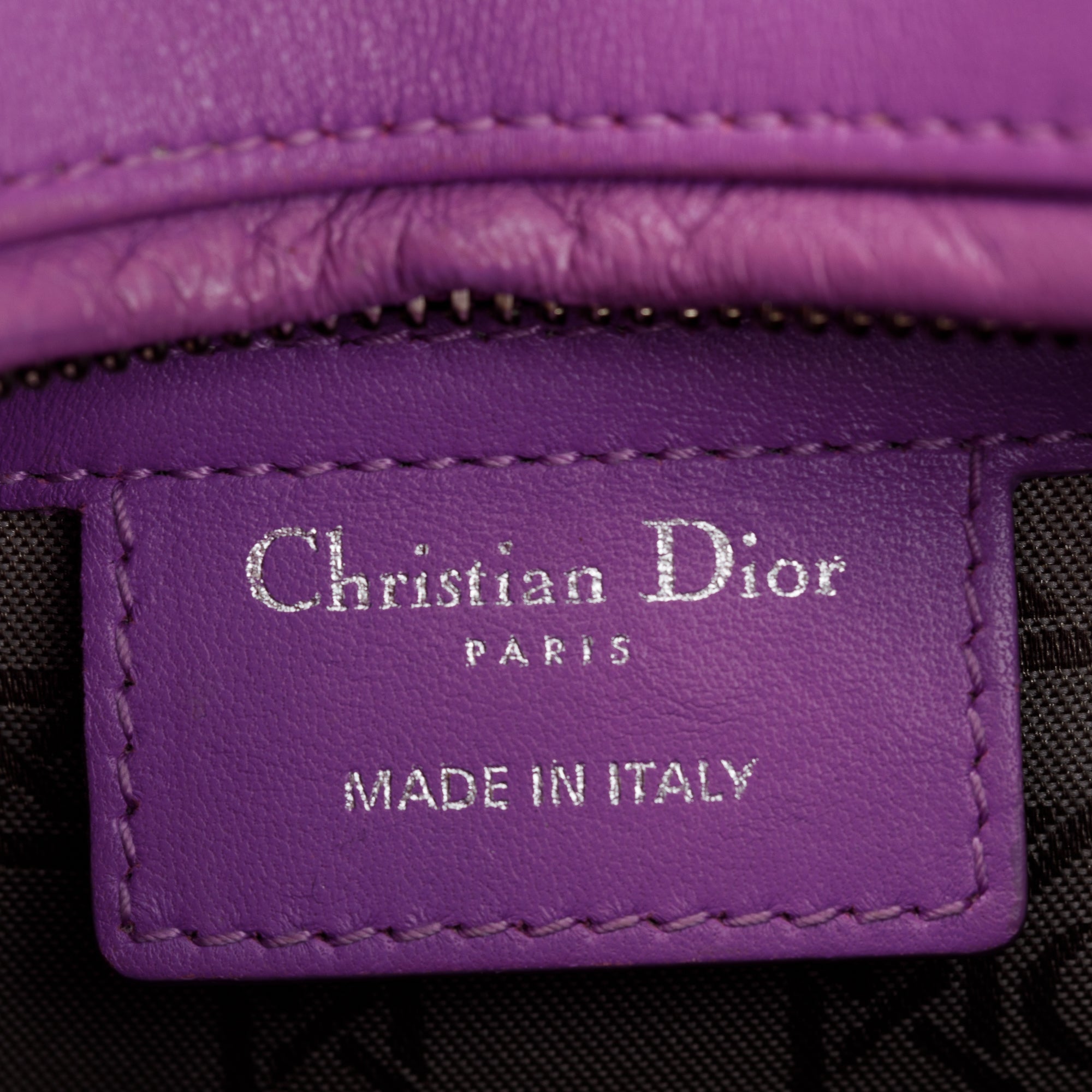 Christian Dior Purple Cannage Lambskin Leather Medium Lady Dior Bag w/ Strap & Box