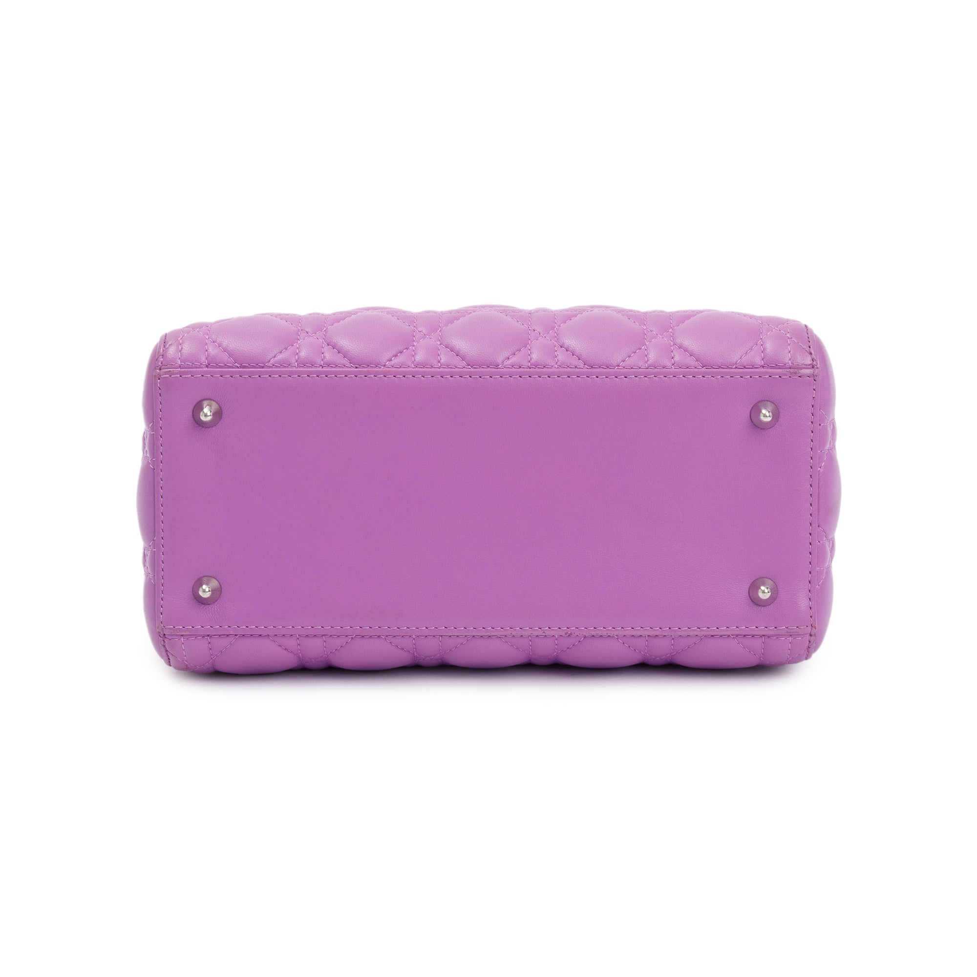 Christian Dior Purple Cannage Lambskin Leather Medium Lady Dior Bag w/ Strap & Box