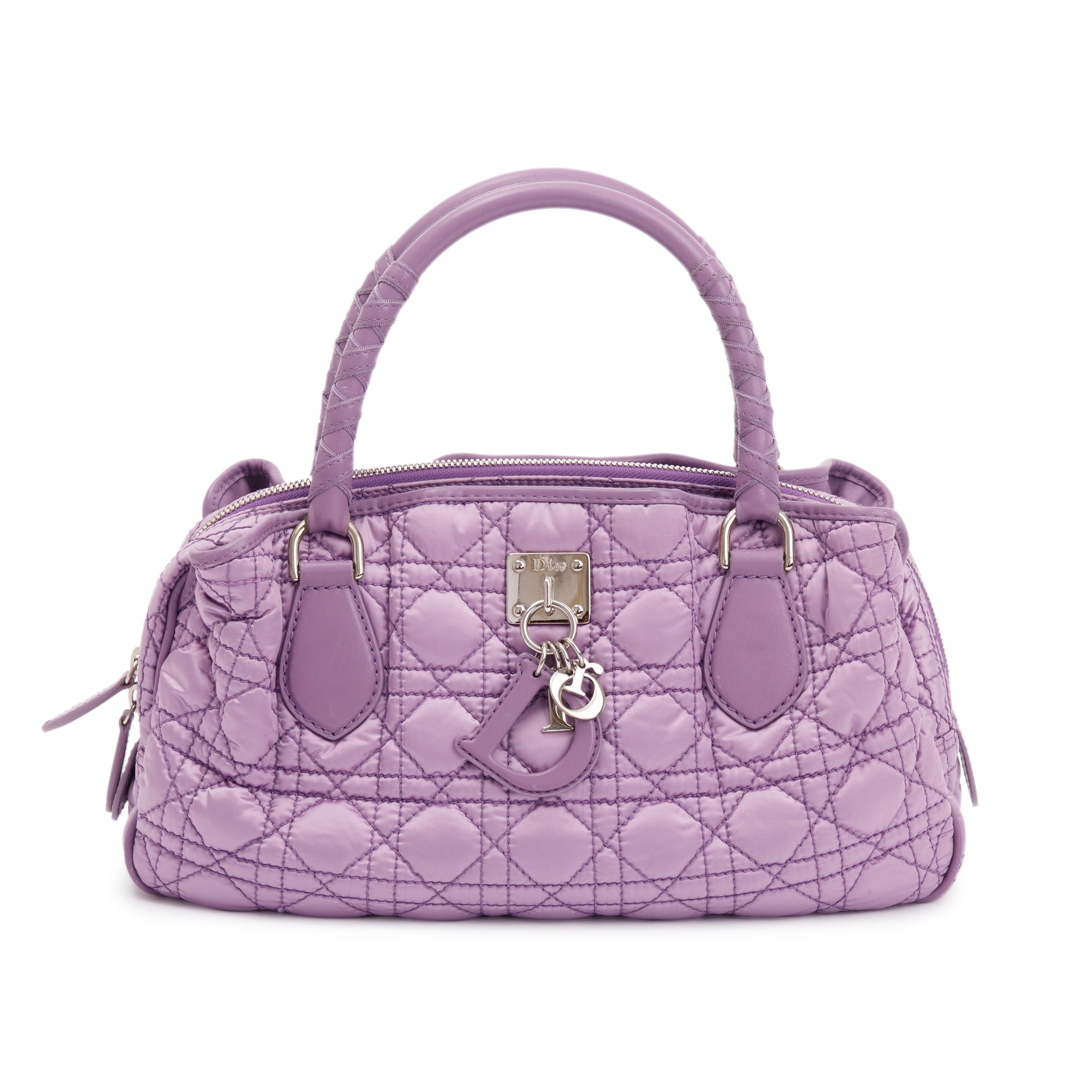 Christian Dior Purple Cannage Quilted Satin Charming Bag