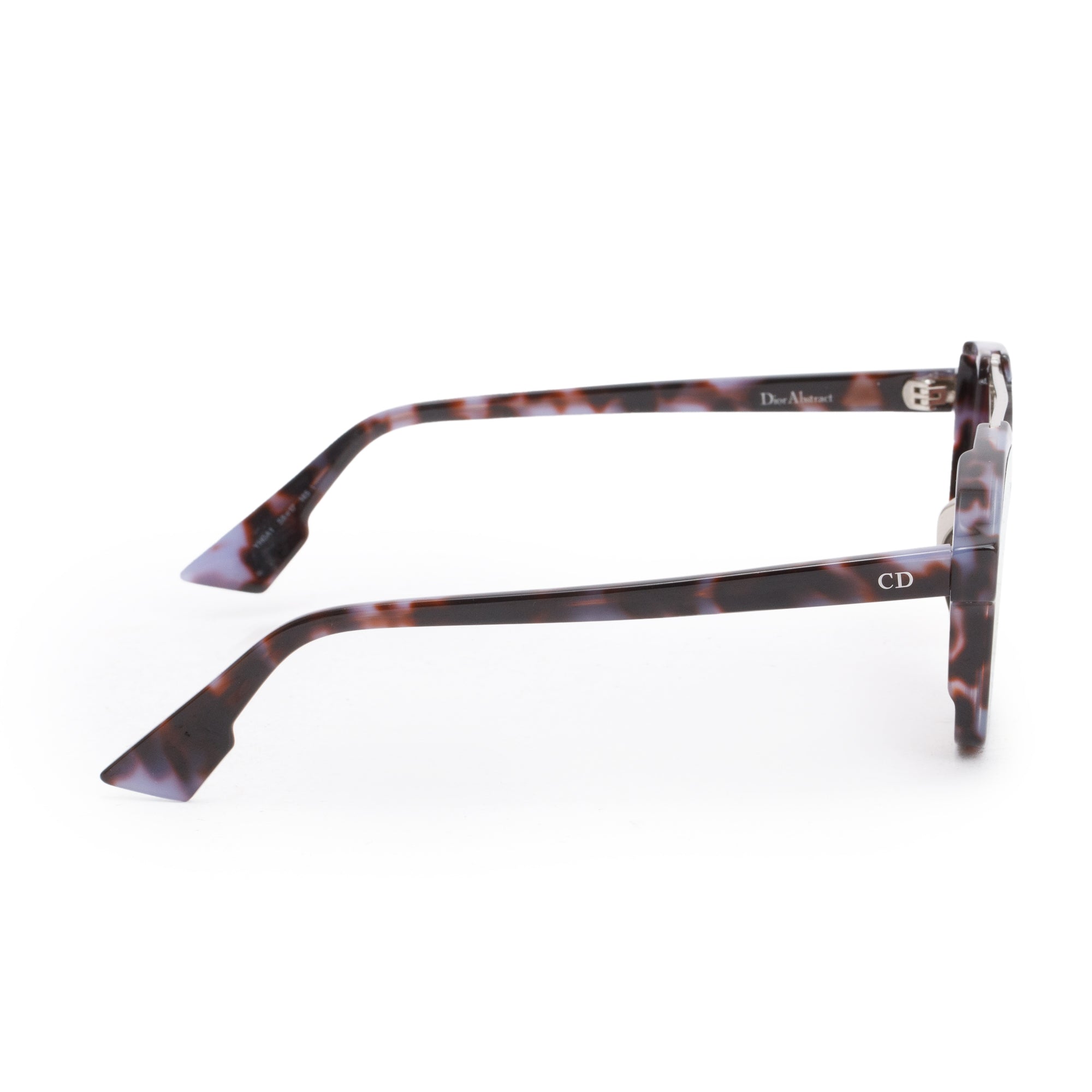 Christian Dior Purple Spotted Havana Acetate Abstract Mirrored Square Sunglasses w/ Case