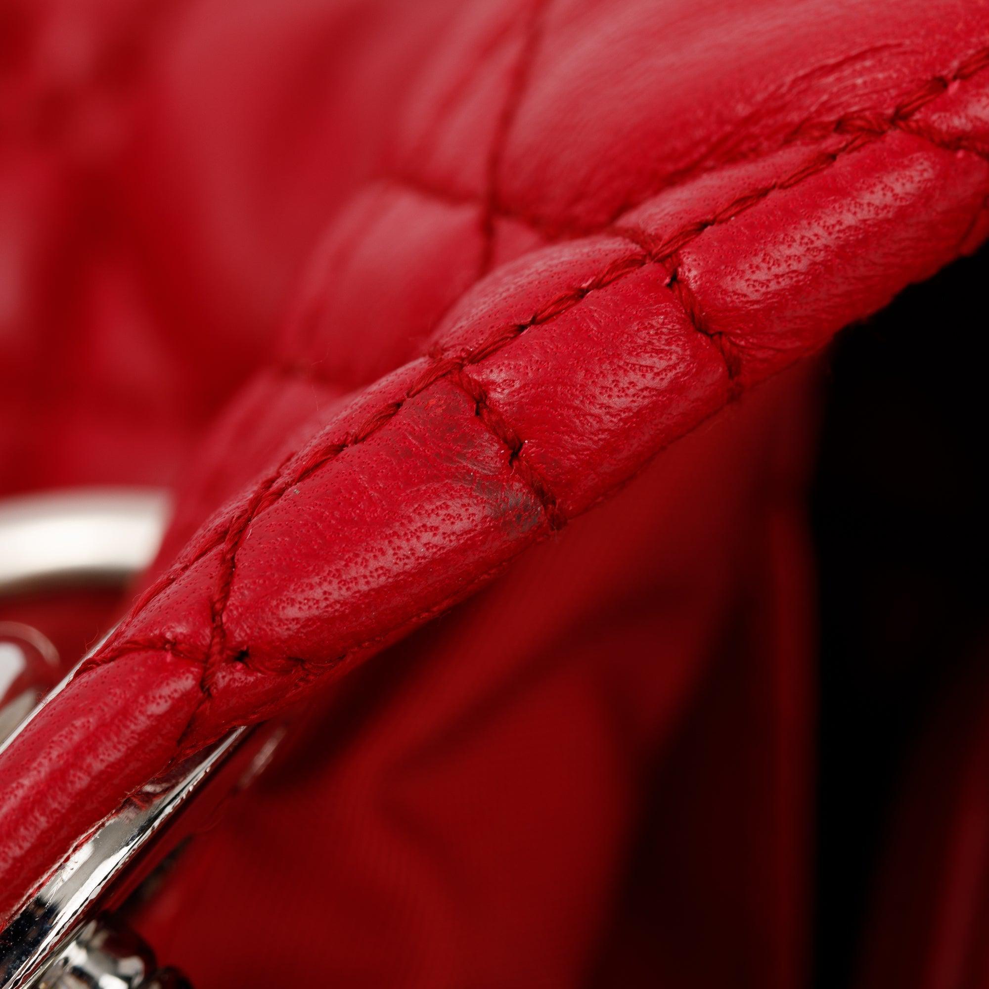 Christian Dior Red Cannage Calfskin Leather Medium Lady Dior Soft Shopping Tote