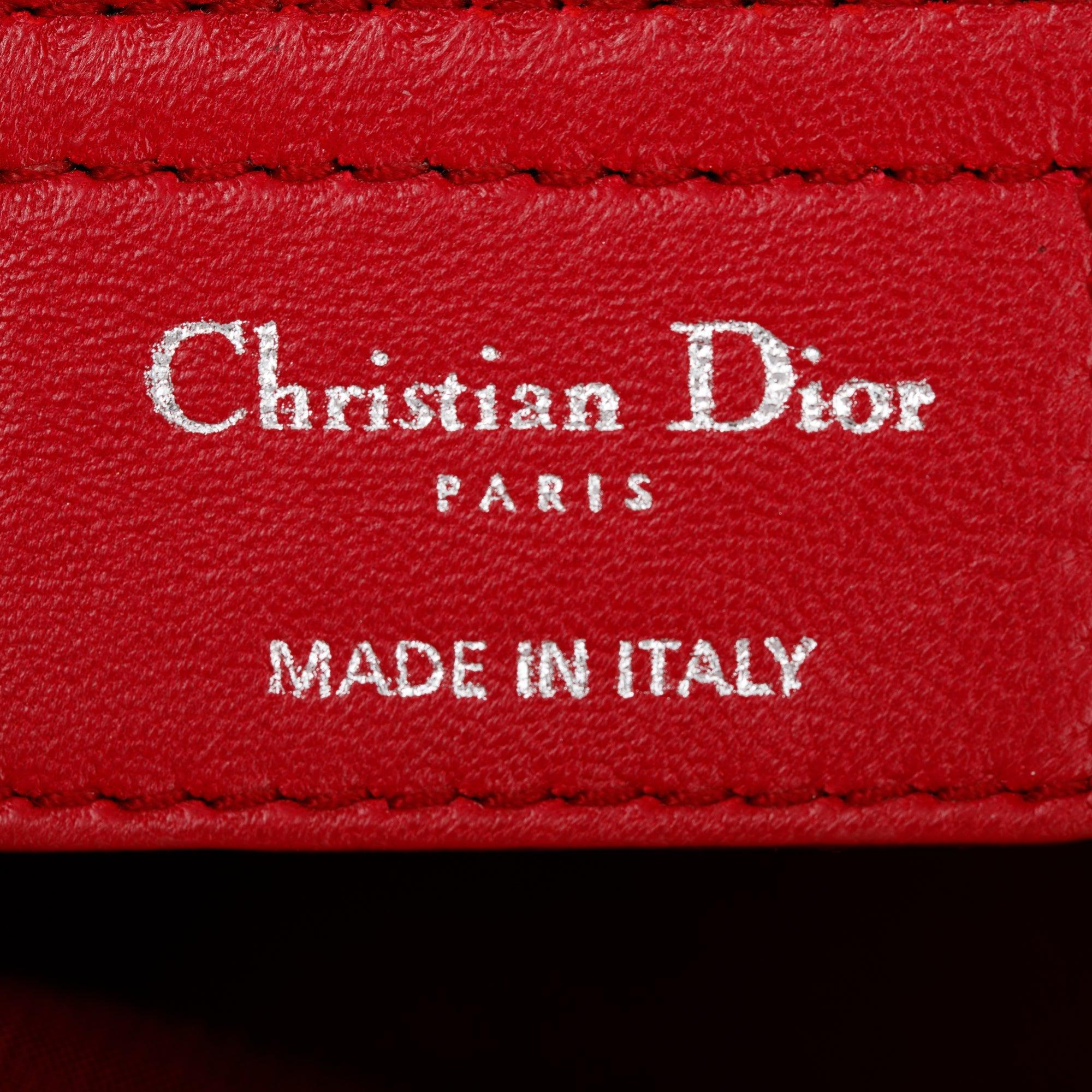 Christian Dior Red Cannage Calfskin Leather Medium Lady Dior Soft Shopping Tote