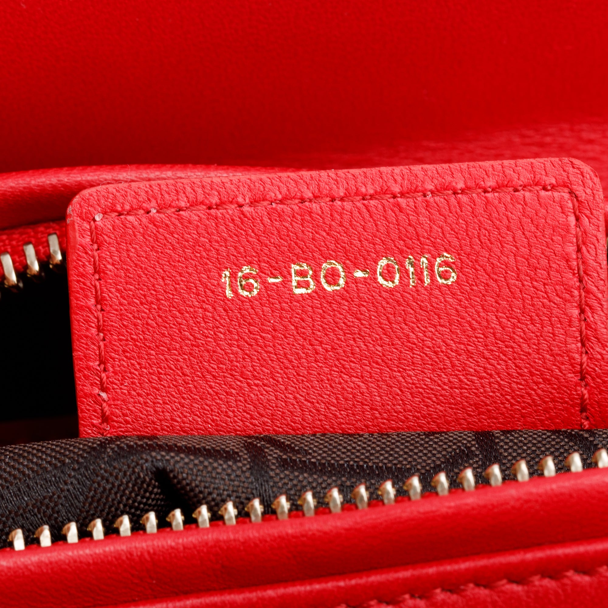 Christian Dior Red Cannage Lambskin Leather Small Lady Dior Bag w/ Strap & Authenticity Card
