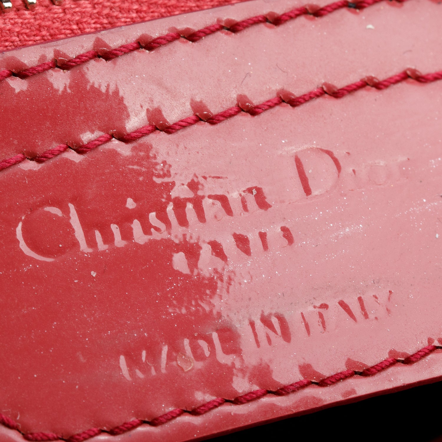 Christian Dior Red Cannage Patent Leather Small Lady Dior Bag w/ Strap