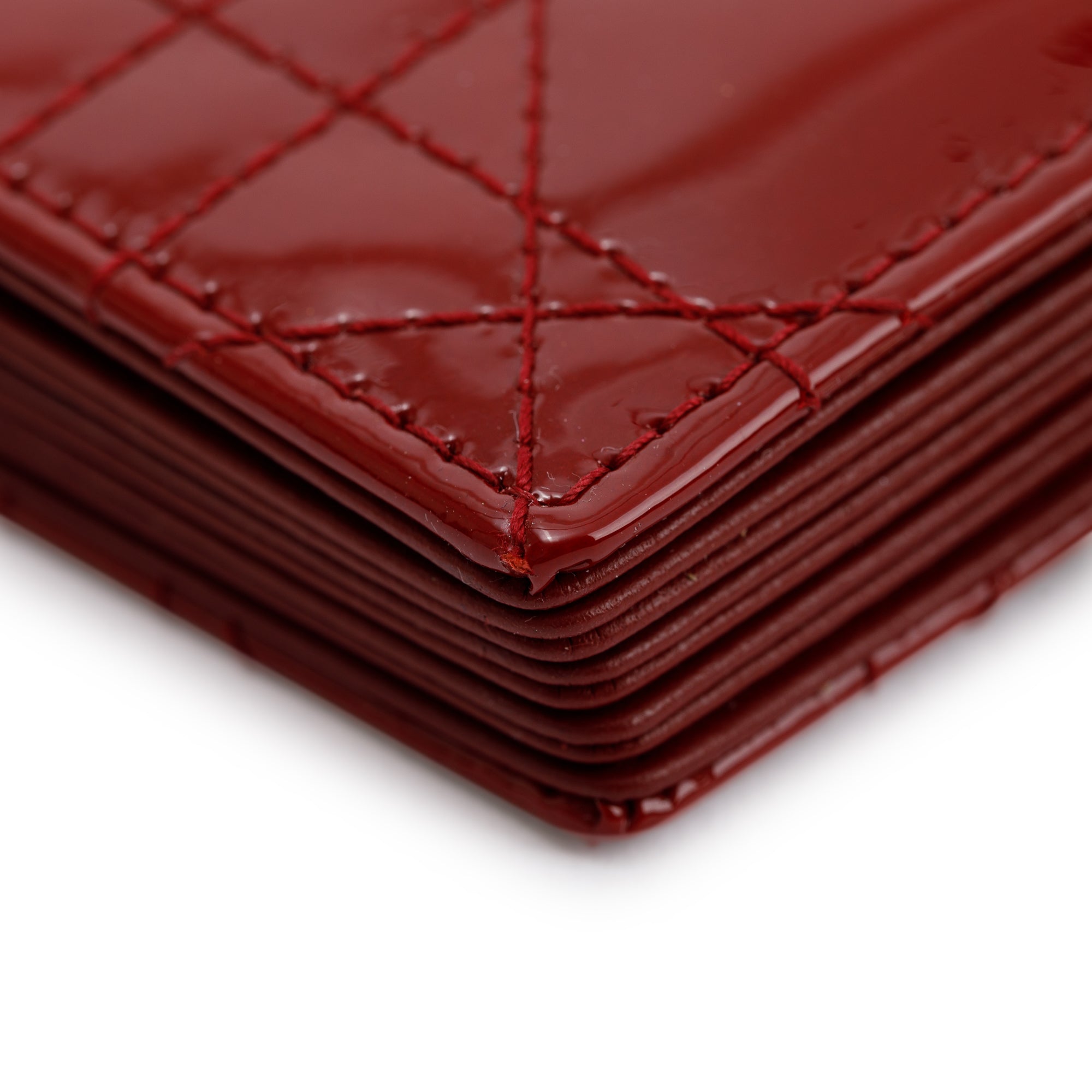 Christian Dior Red Patent Lady Dior 5-Gusset Card Holder