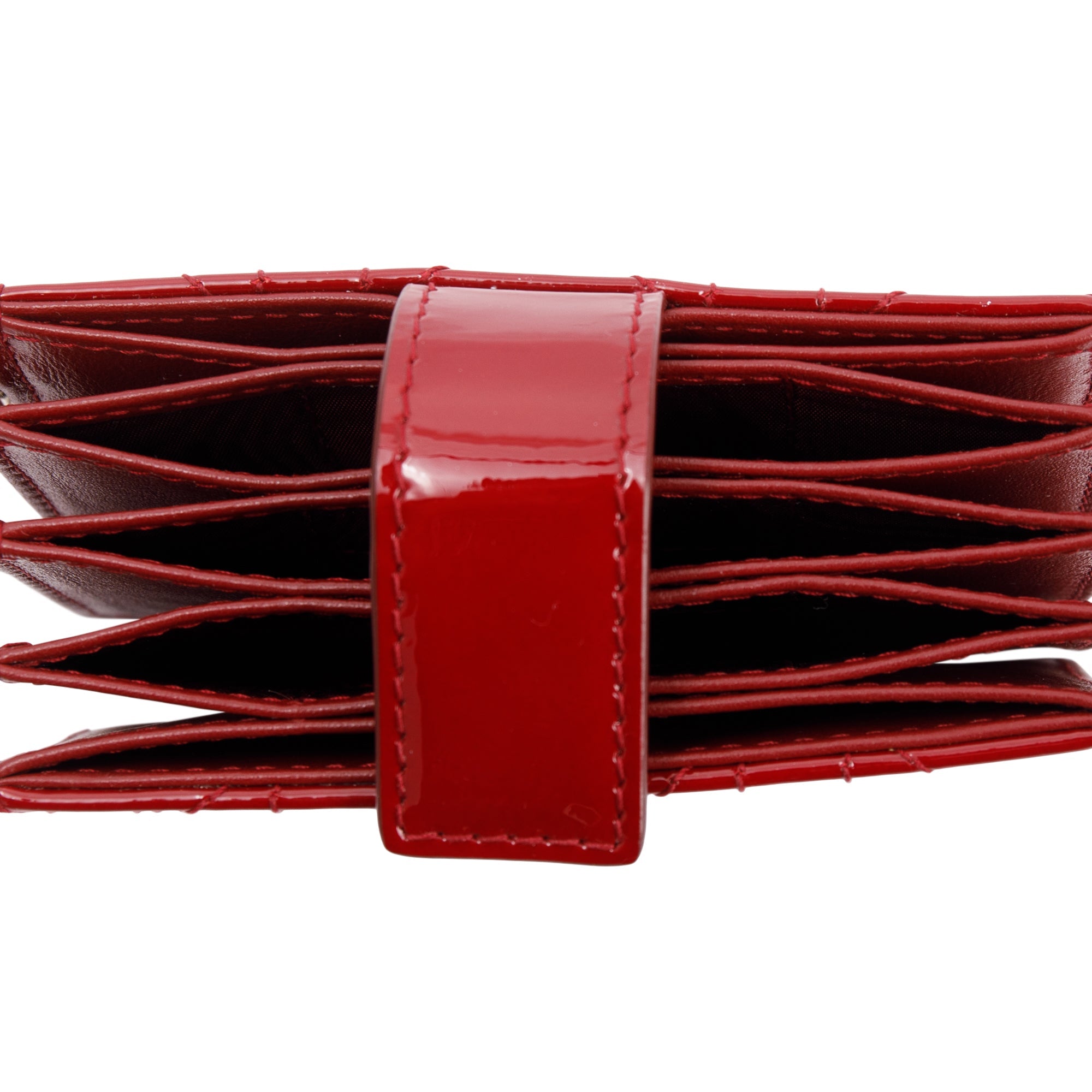 Christian Dior Red Patent Lady Dior 5-Gusset Card Holder
