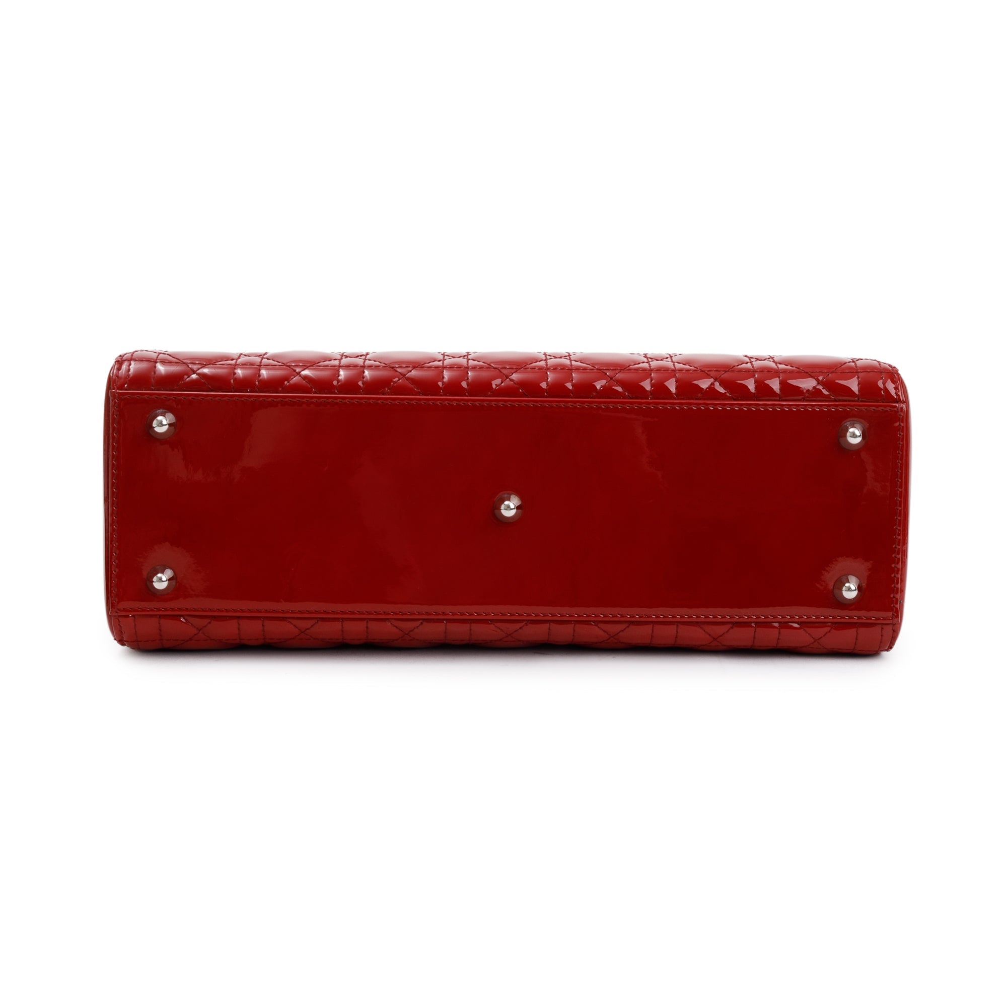 Christian Dior Red Patent Leather Large Lady Dior Bag w/ Strap