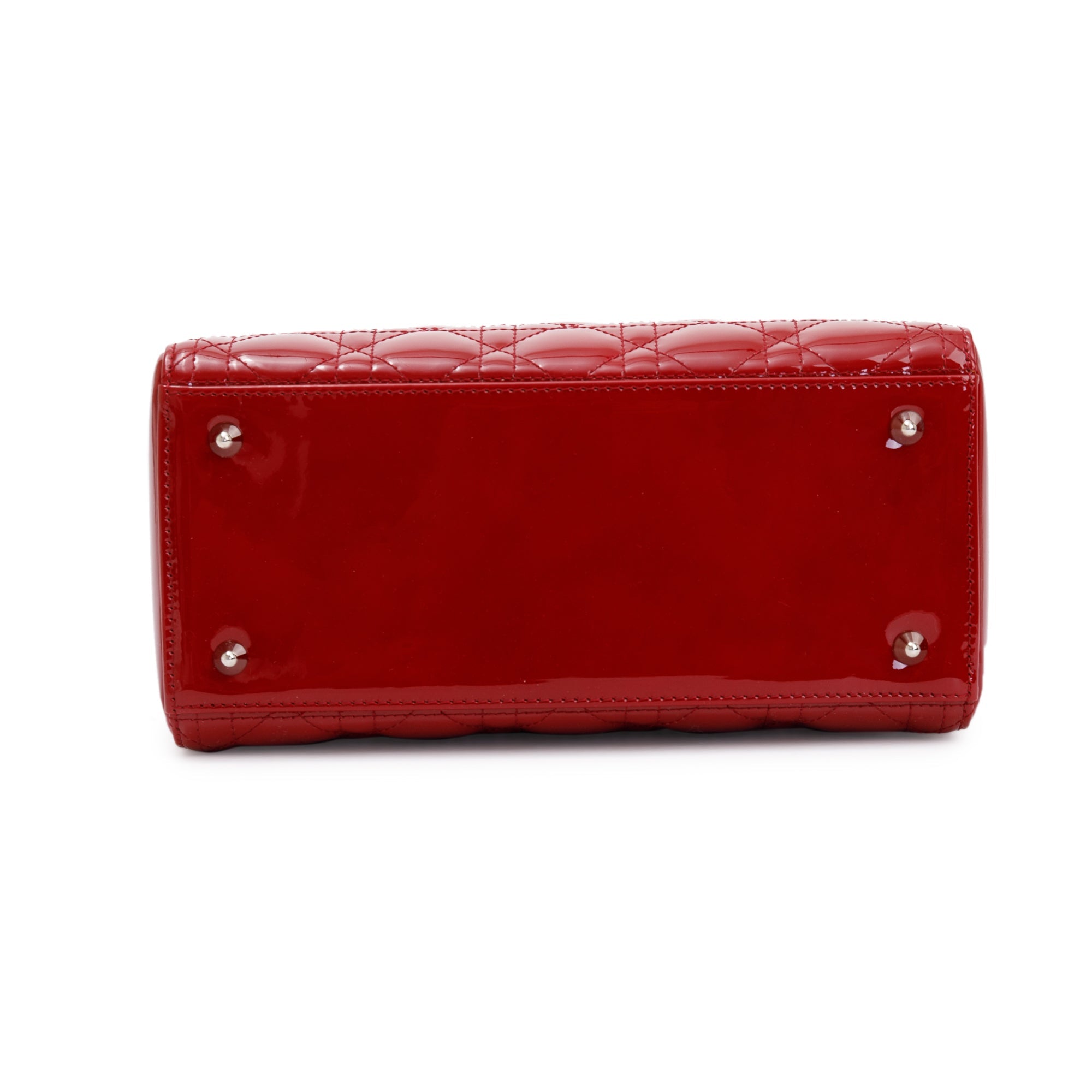 Christian Dior Red Patent Leather Medium Lady Dior Bag w/ Strap