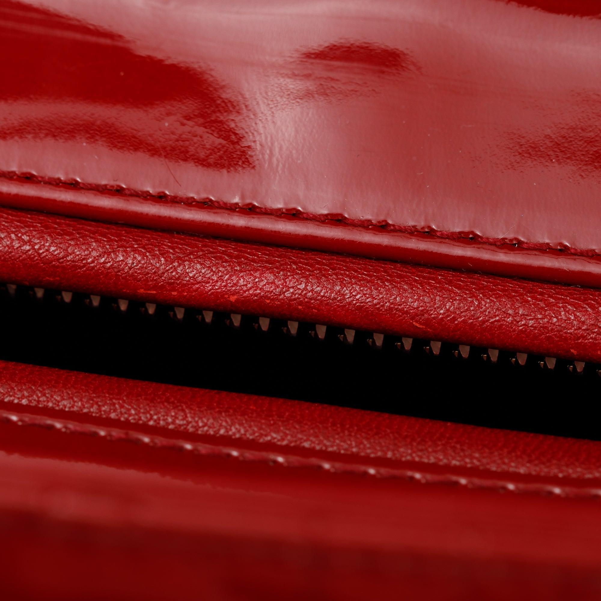 Christian Dior Red Patent Leather Medium Lady Dior Bag w/ Strap