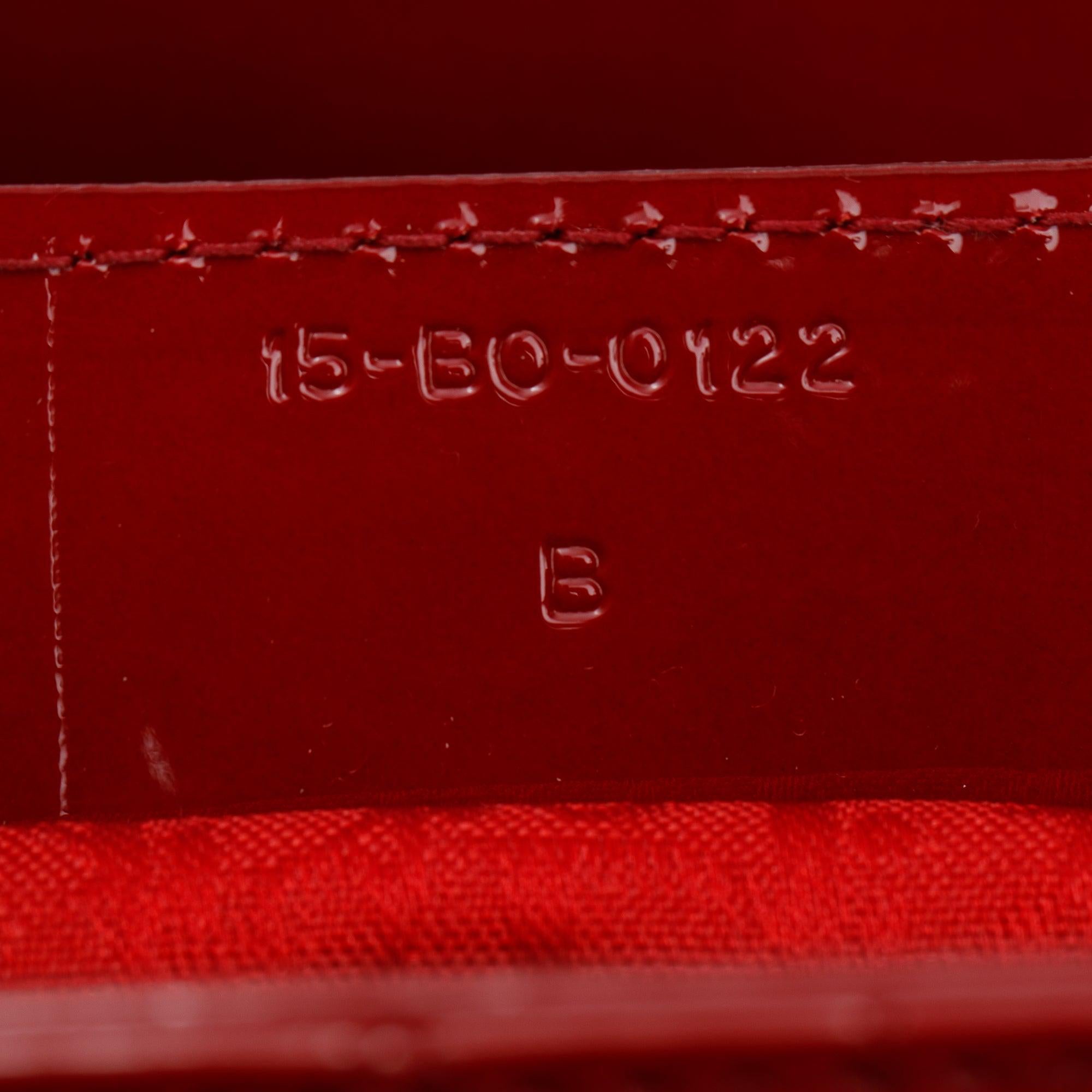 Christian Dior Red Patent Leather Medium Lady Dior Bag w/ Strap