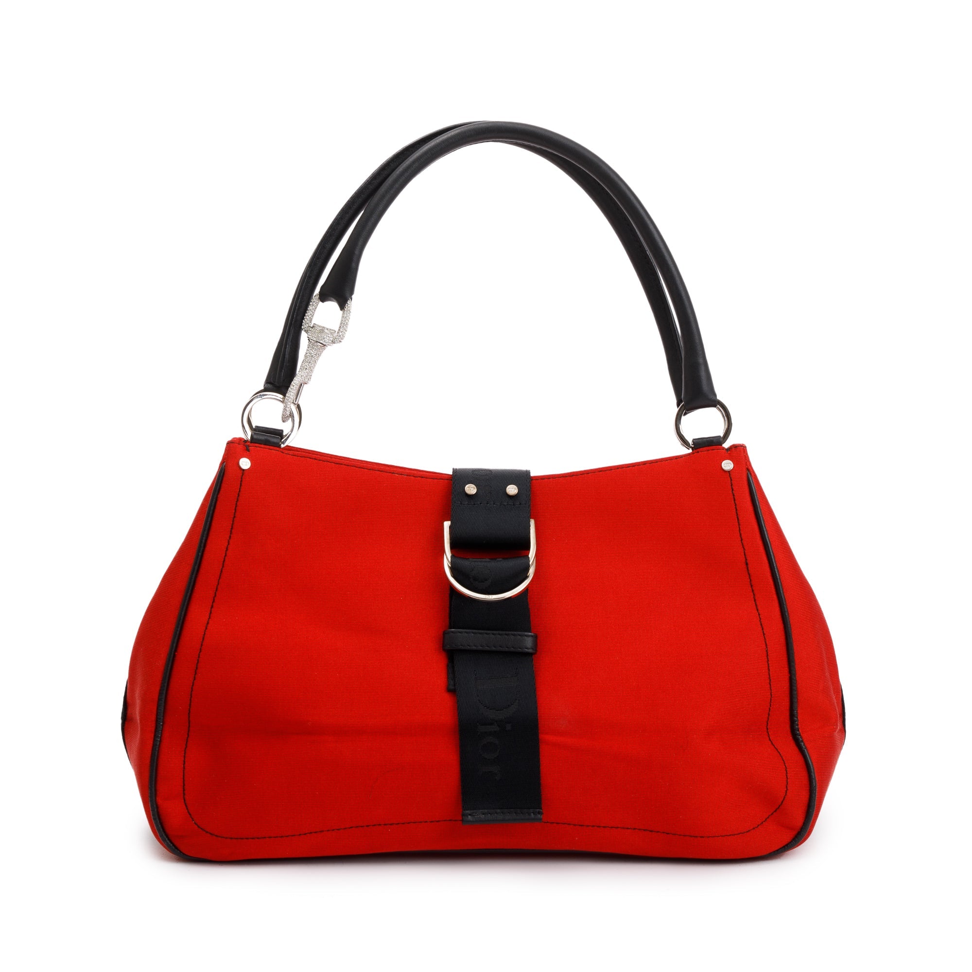 Christian Dior Red Satin Crystal Embellished Hardcore Shoulder Bag w/ Authenticity Card