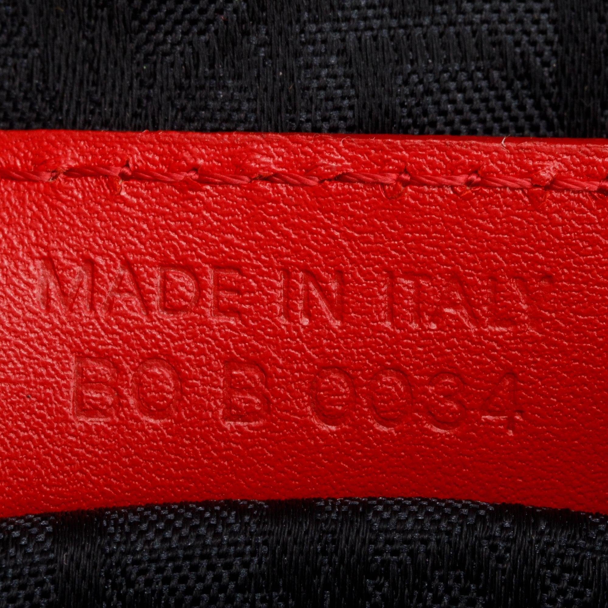Christian Dior Red/White Printed Canvas Hardcore Boston Pierced Bag w/ Authenticity Card