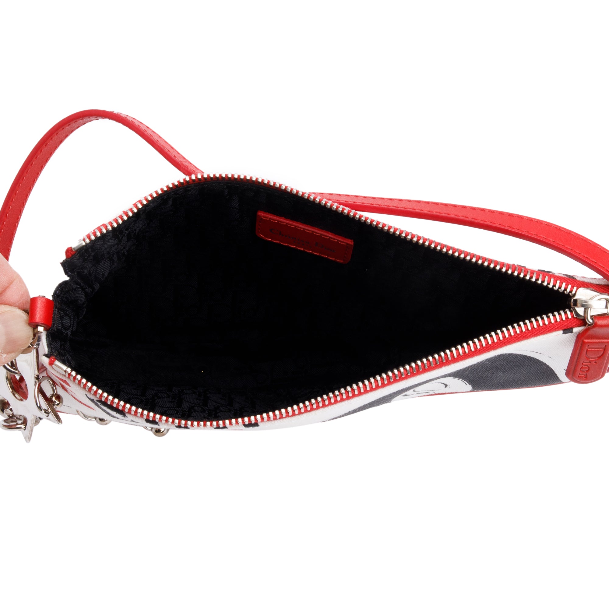 Christian Dior Red/White Printed Canvas Hardcore Mini Saddle Bag