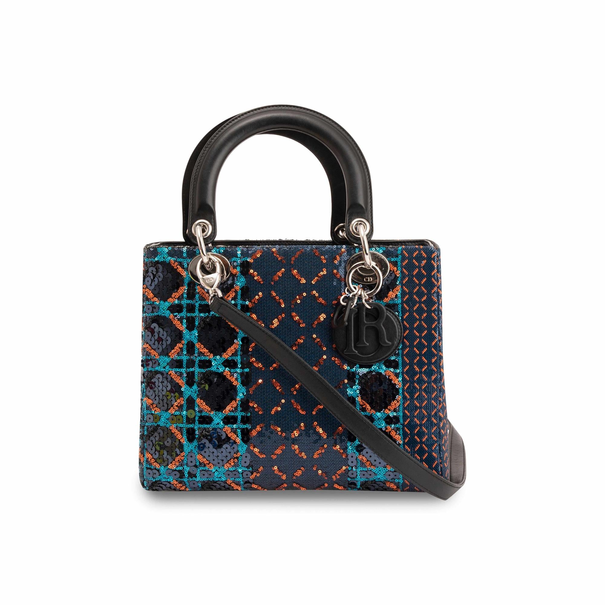 Christian Dior Sequin Medium Lady Dior Bag w/ Strap
