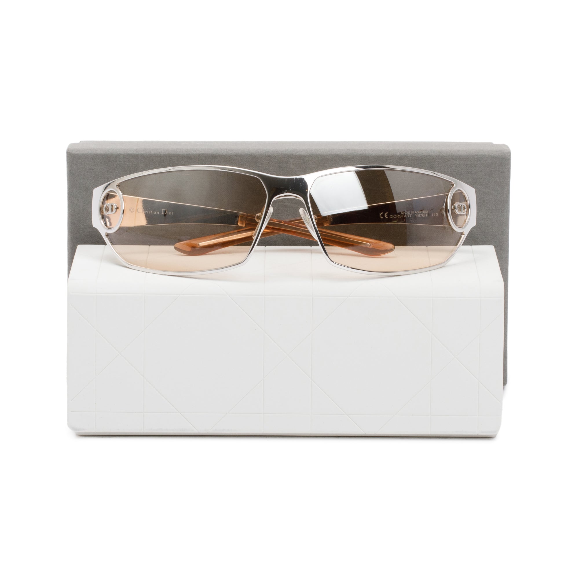 Christian Dior Silver Metal DiorStart Shield Sunglasses w/ Box & Case