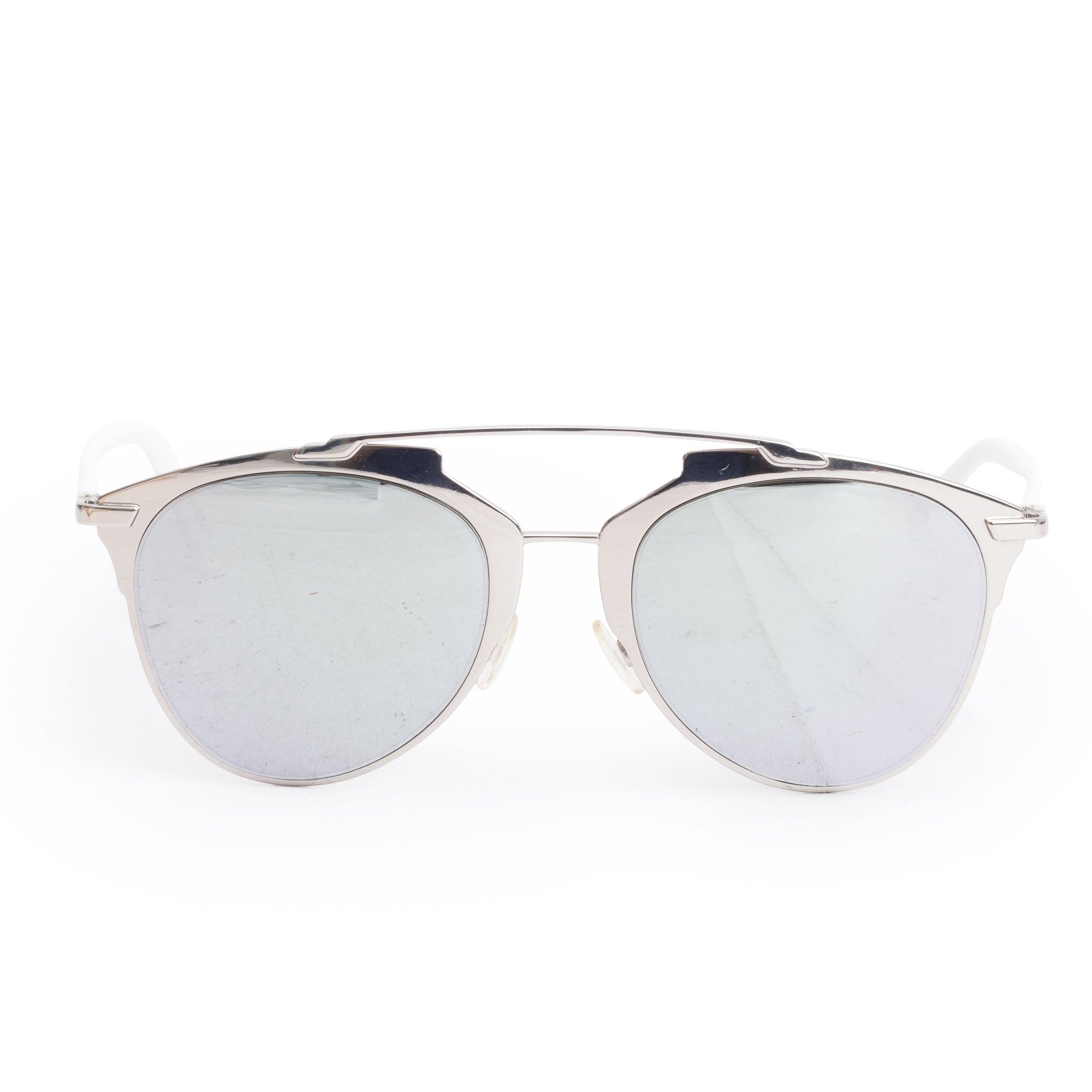 Christian Dior Silver Tone Metal White Acetate DiorReflected Sunglasses