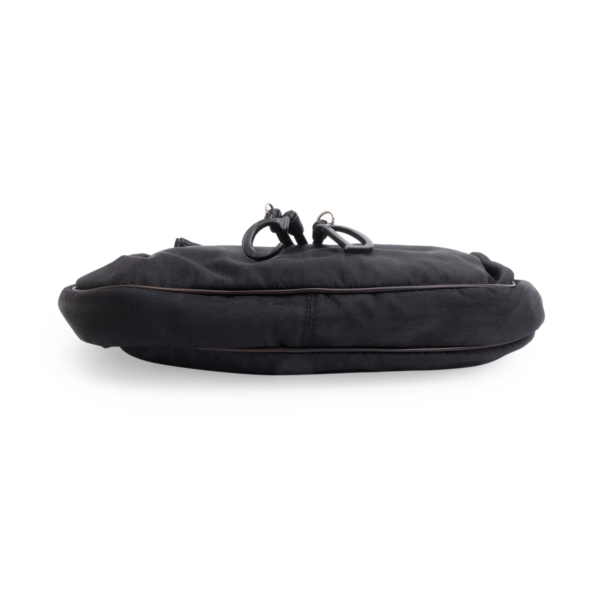 Christian Dior Vintage Black Diorissimo Nylon Bow Charm Bucket Bag