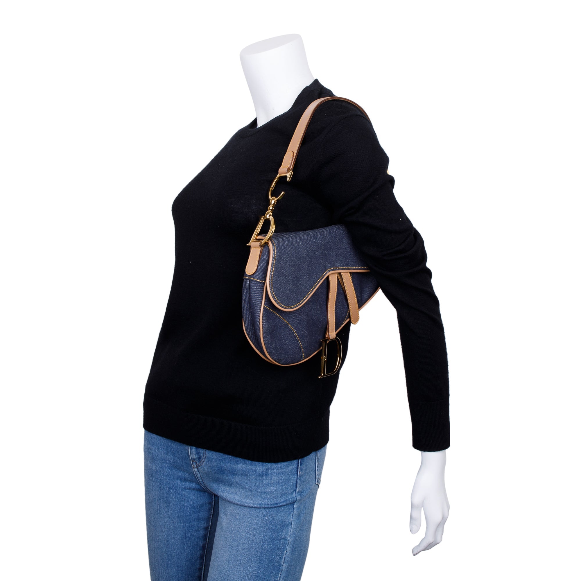 Christian Dior Vintage Blue Denim Saddle Bag