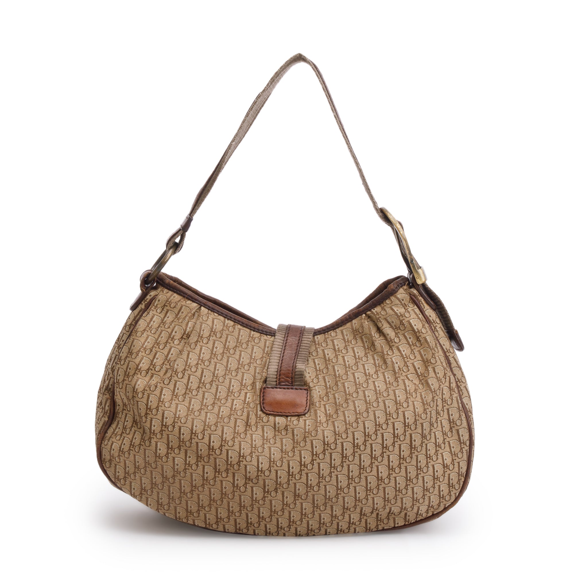 Christian Dior Vintage Brown Diorissimo Canvas Buckle Hobo Bag
