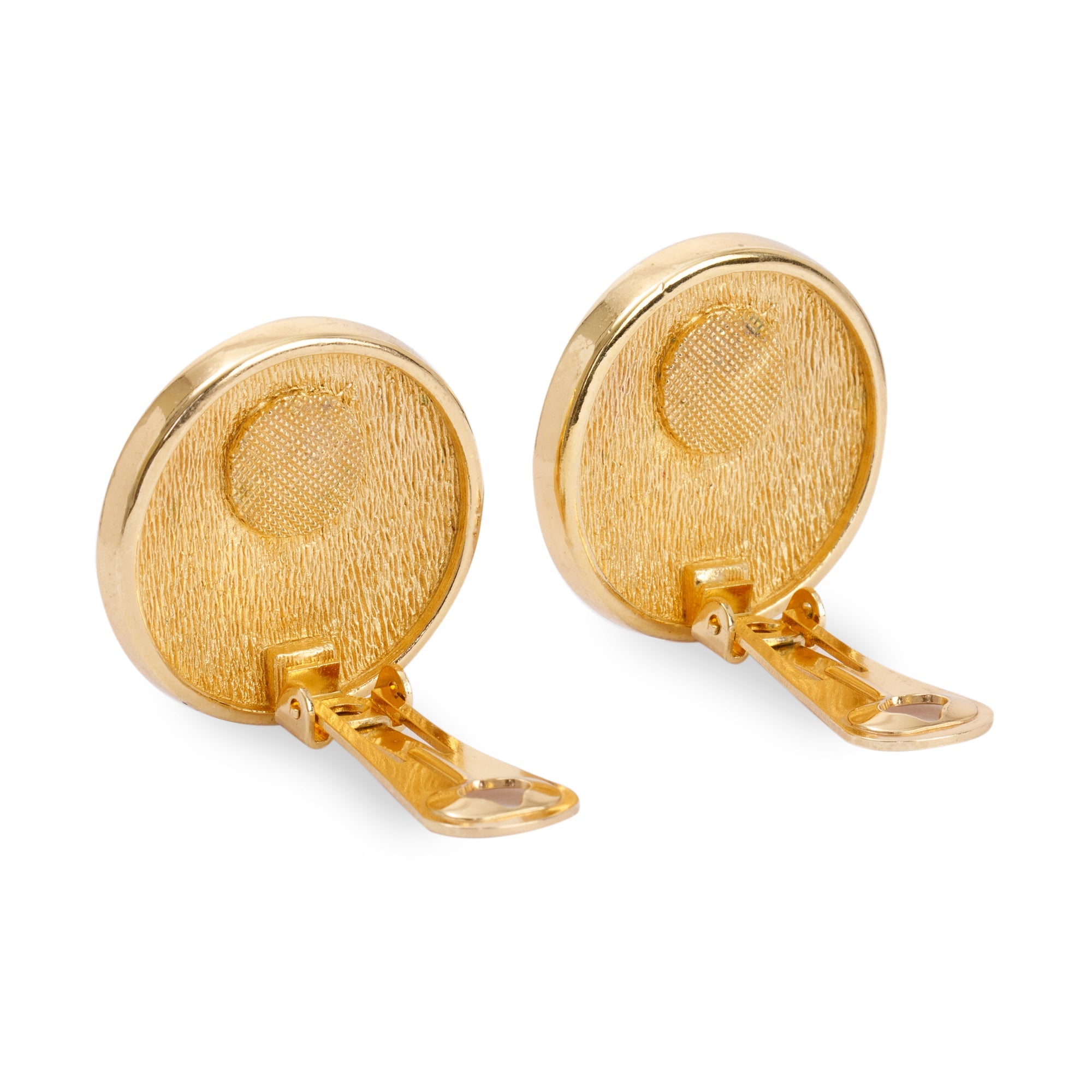 Christian Dior Vintage CD Logo Round Clip-On Earrings