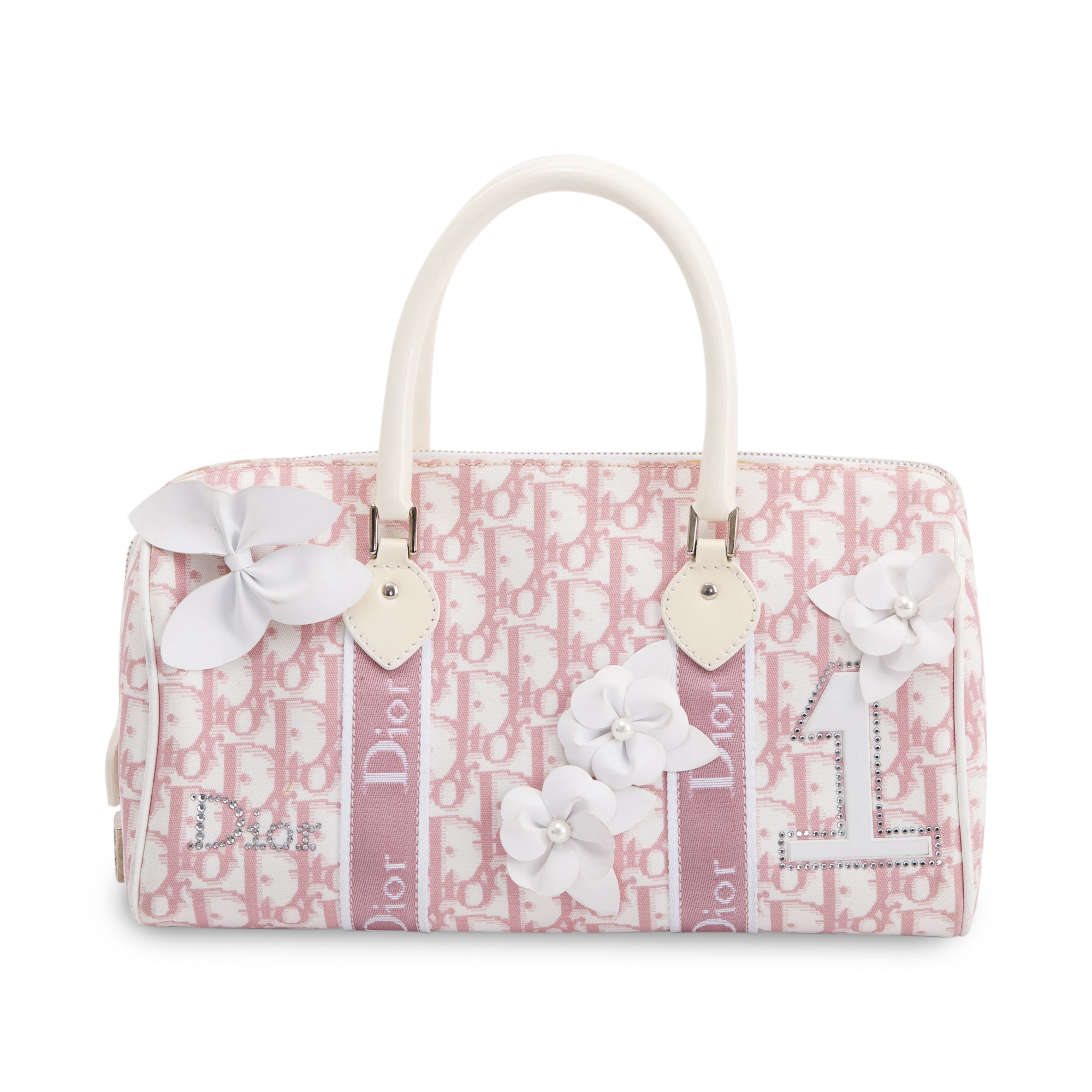 Christian Dior Vintage Girly Trotter Floral Boston Bag w/ Authenticity Card