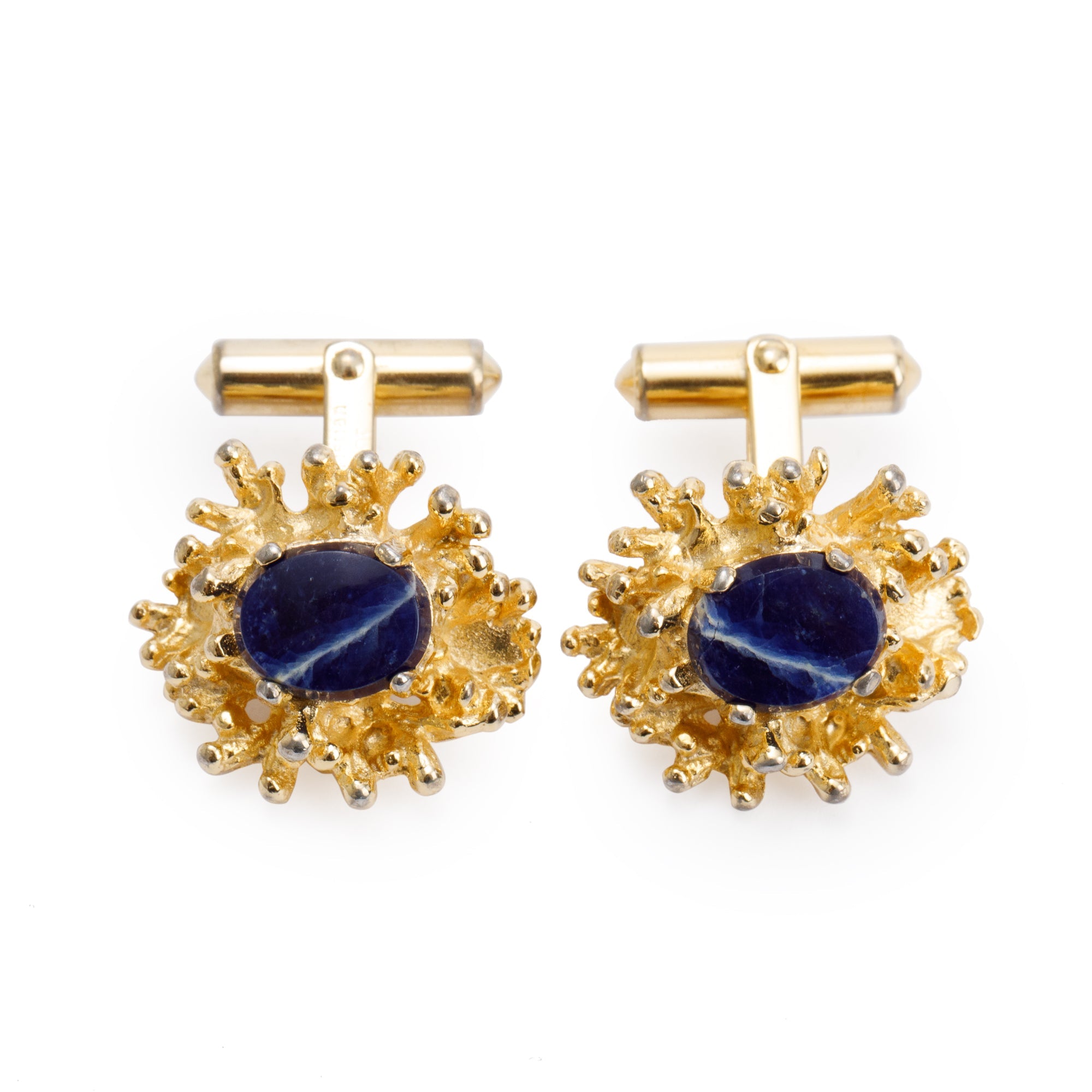 Christian Dior Vintage Gold Plated Blue Sodalite Cufflinks