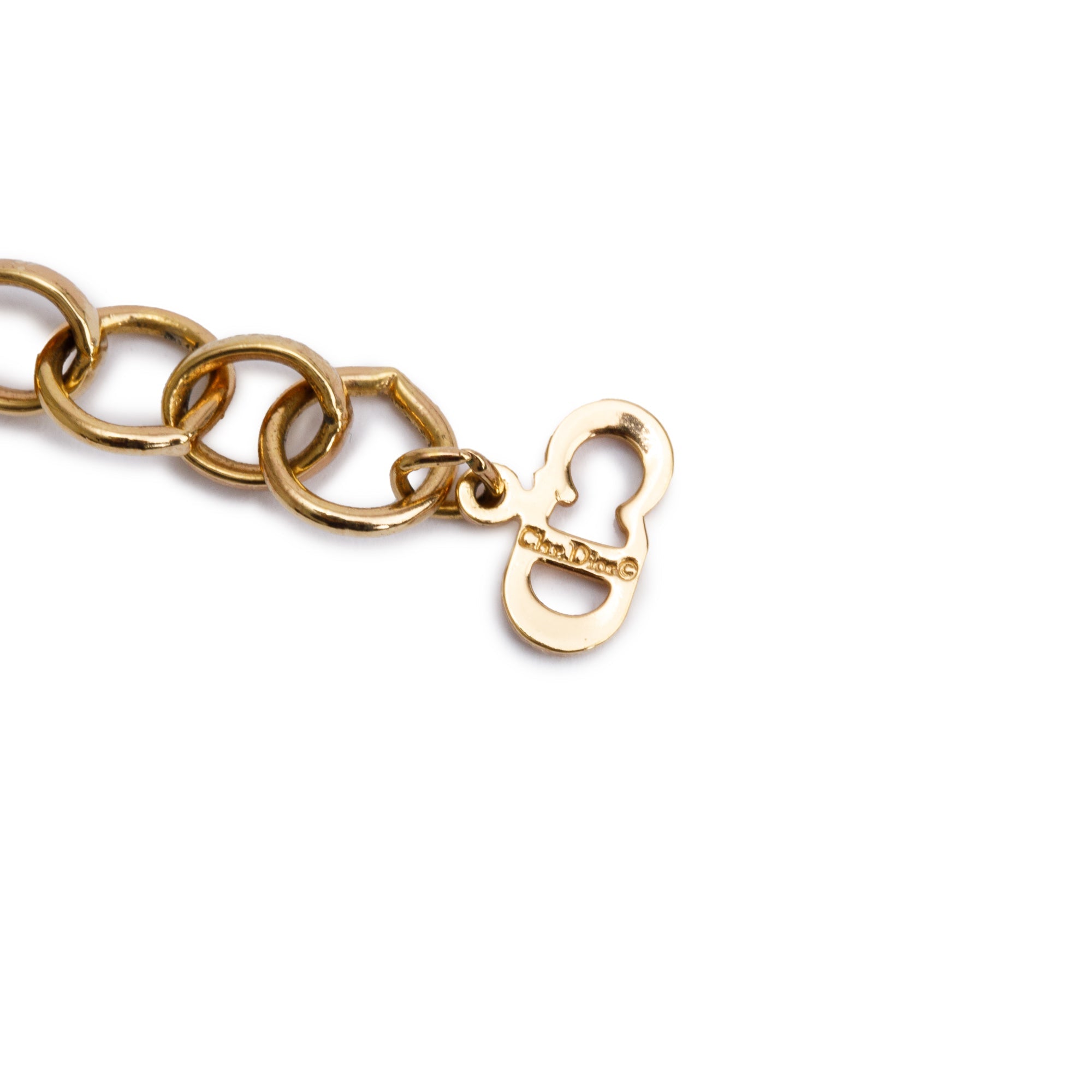 Christian Dior Vintage Gold Plated Double Chain Link Collar Necklace