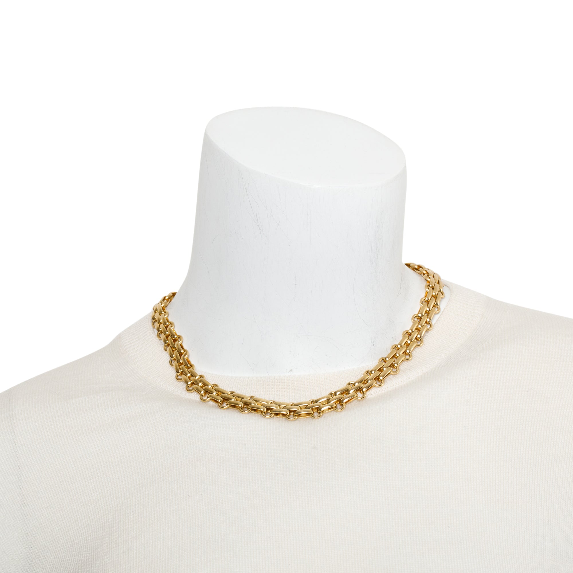 Christian Dior Vintage Gold Plated Double Chain Link Collar Necklace