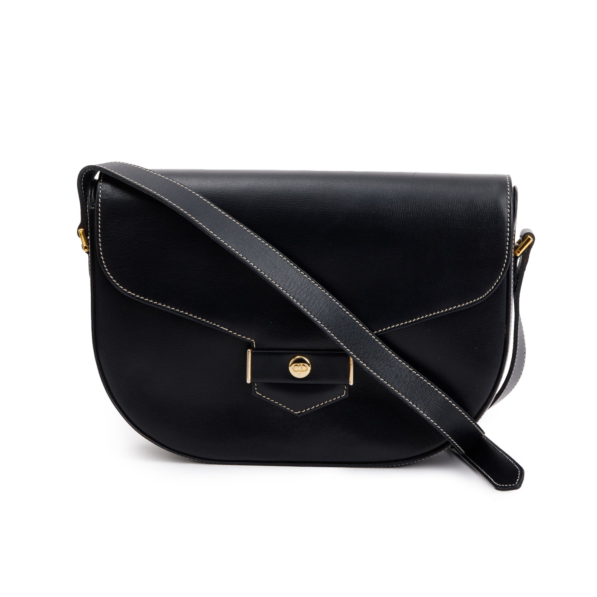 Christian Dior Vintage Navy Calfskin Leather Crossbody Bag