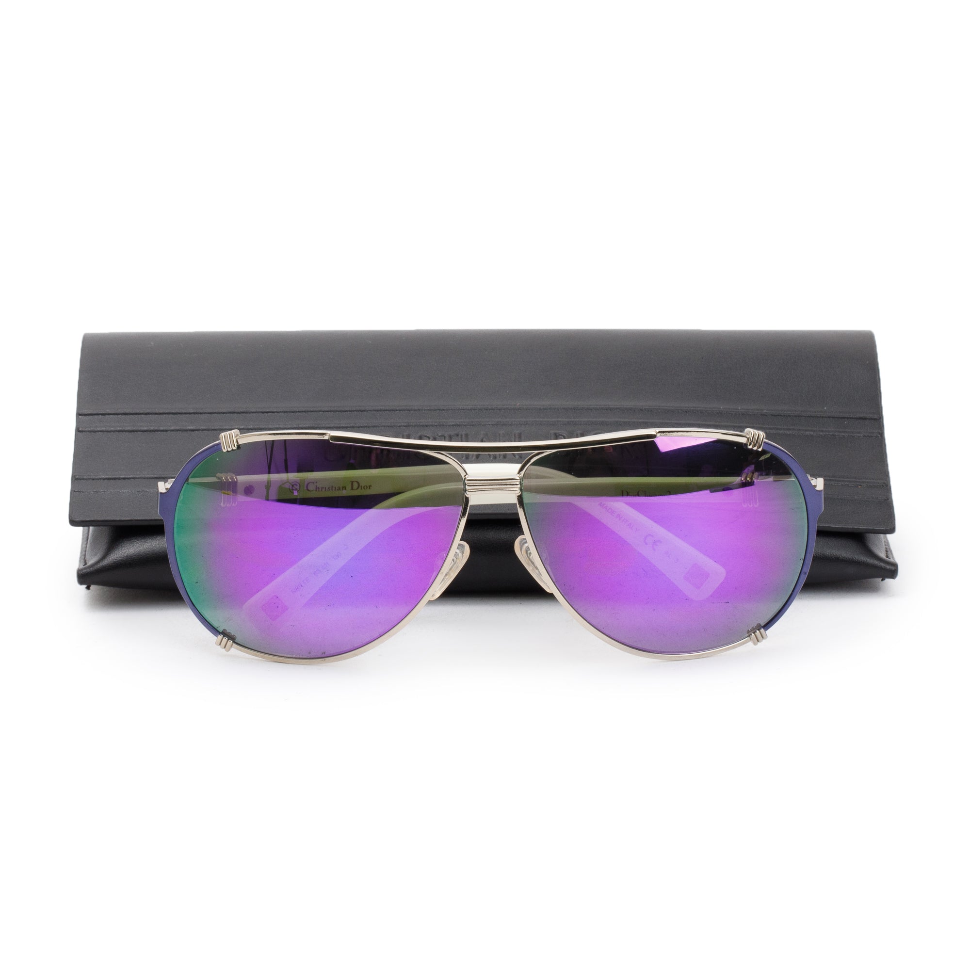 Christian Dior White Acetate DiorChicago2 Aviator Sunglasses w/ Case