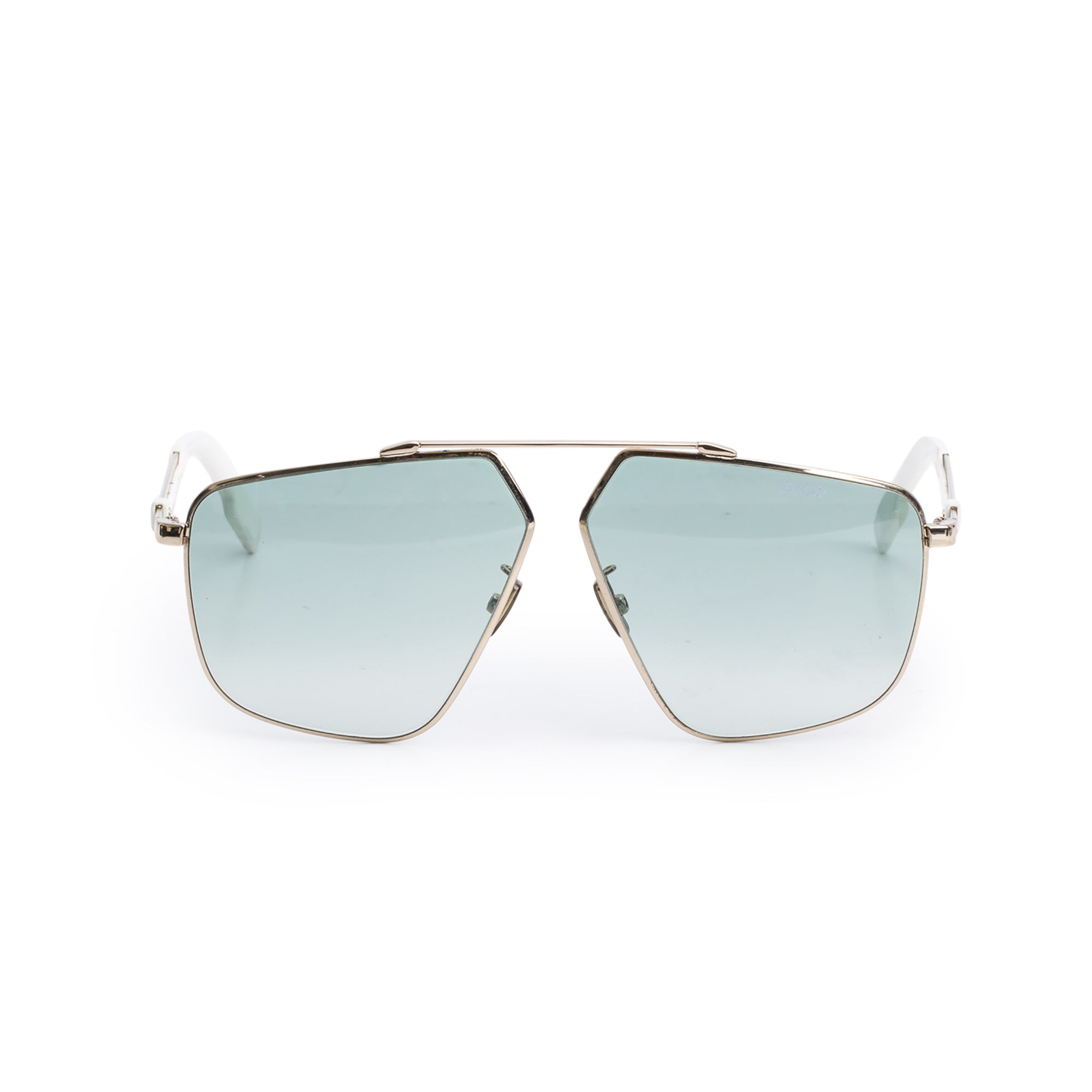 Christian Dior White Acetate DiorStreet1 Ovaersized Pilot Sunglasses w/ Case