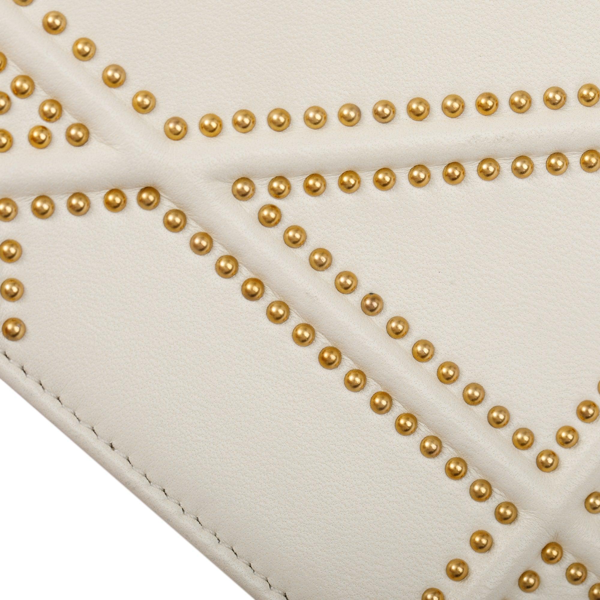 Christian Dior White Calfskin Leather Medium Studded Diorama Flap Bag