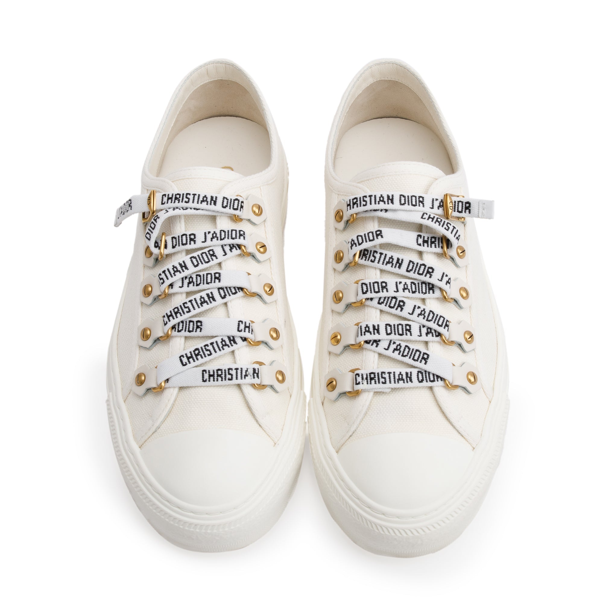 Christian Dior White Cotton Cavas Walk'N'Dior Sneakers, Size 36.5 w/ Box