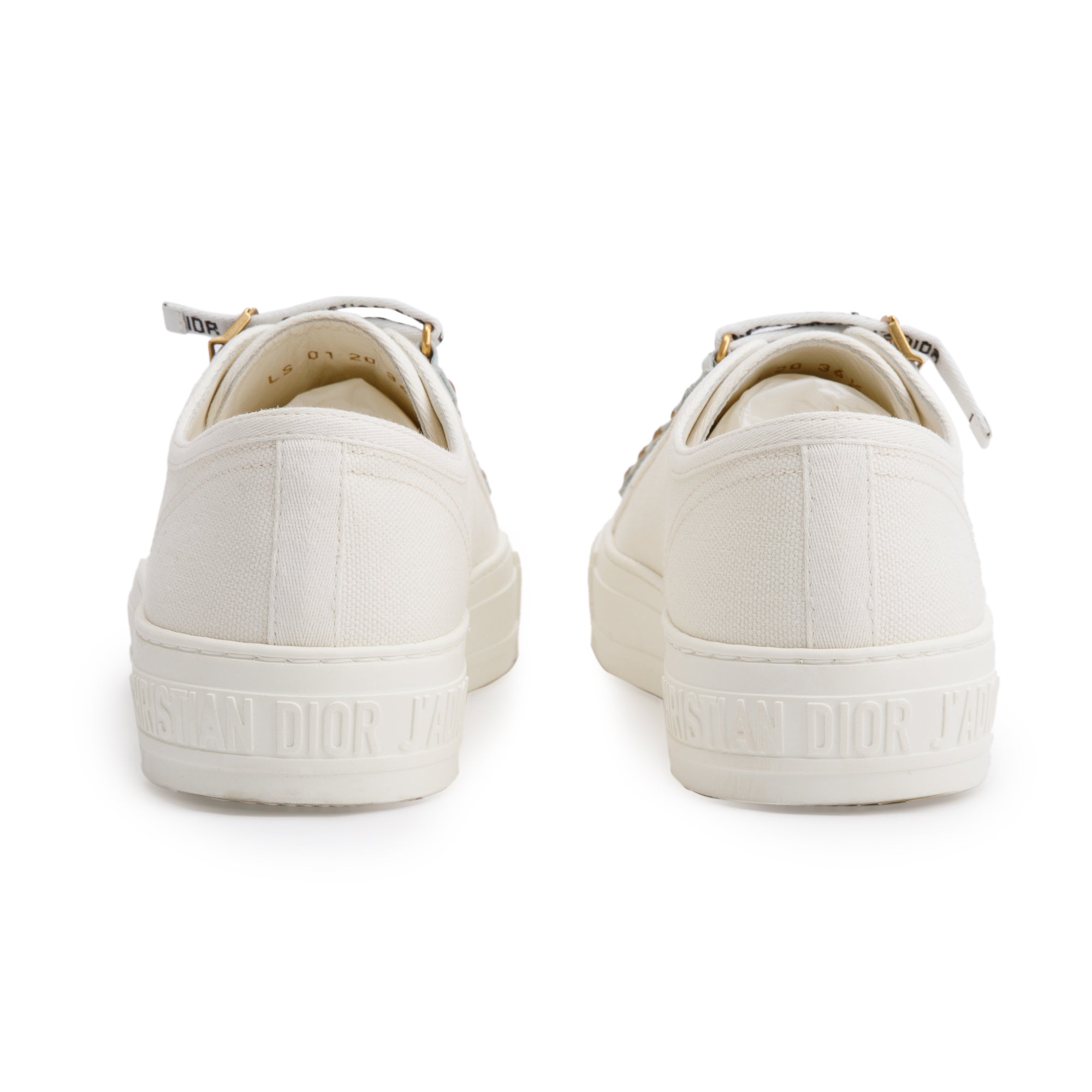 Christian Dior White Cotton Cavas Walk'N'Dior Sneakers, Size 36.5 w/ Box