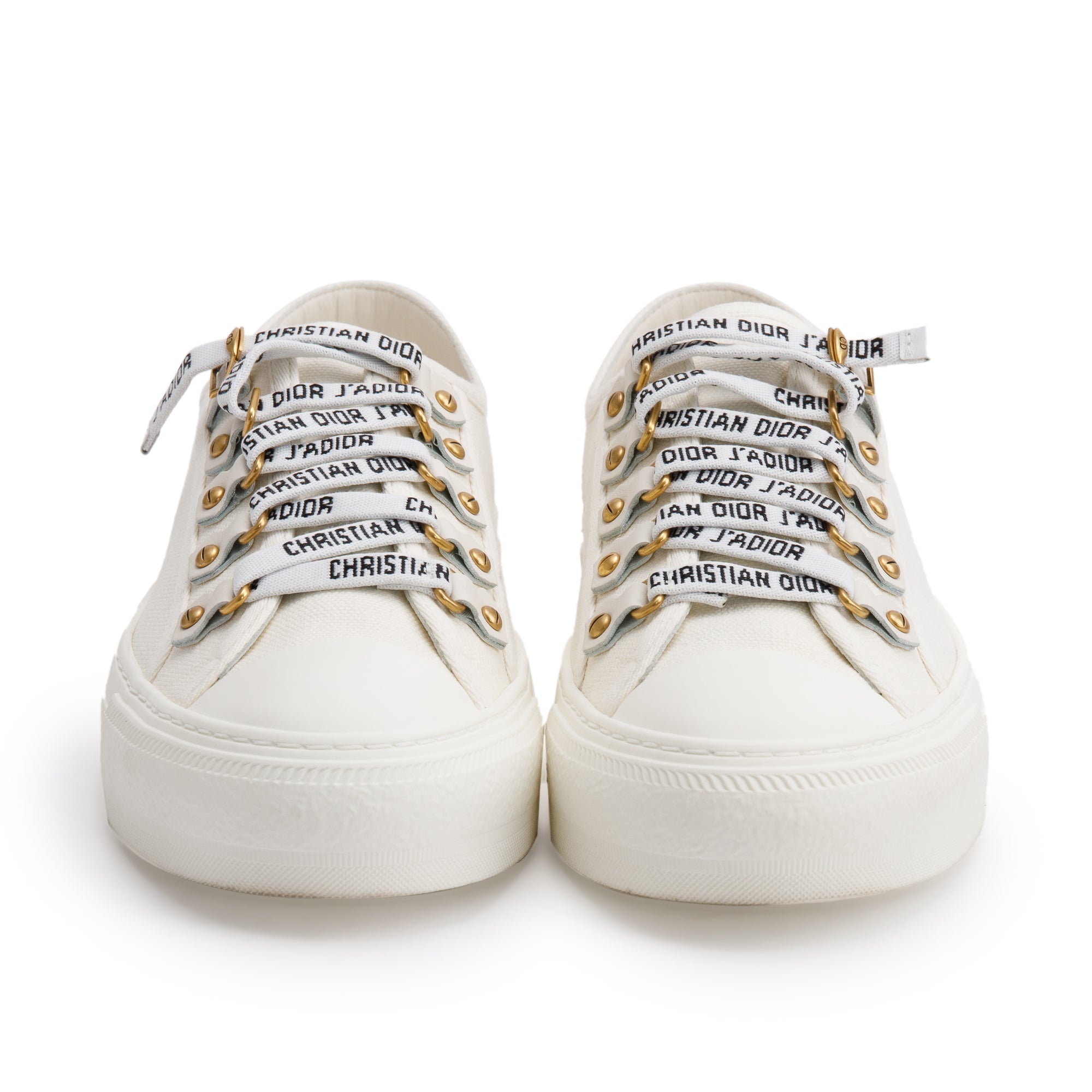 Christian Dior White Cotton Cavas Walk'N'Dior Sneakers, Size 36.5 w/ Box