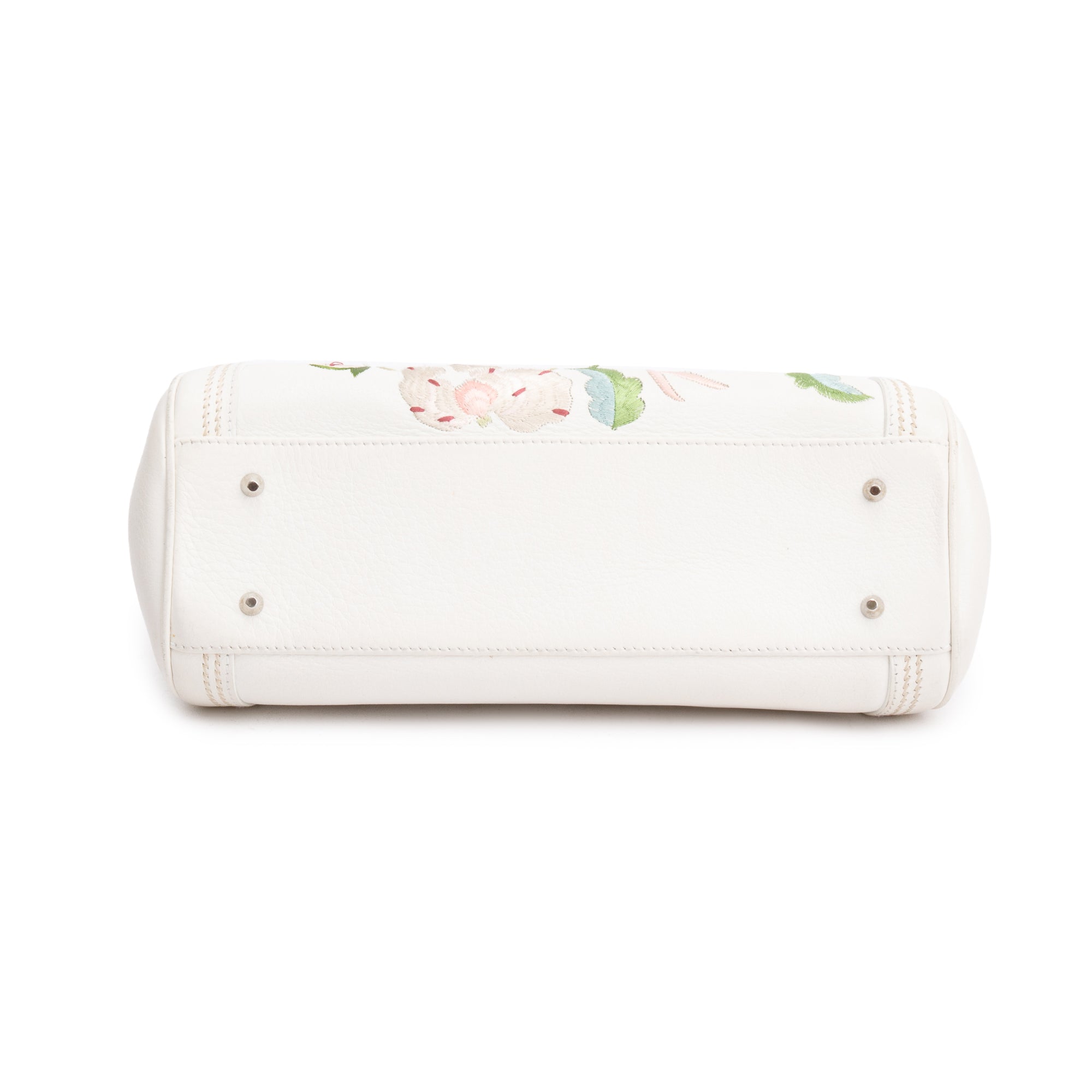 Christian Dior White Embroidered Calfskin Leather Small Detective Bag w/ Authenticity Card