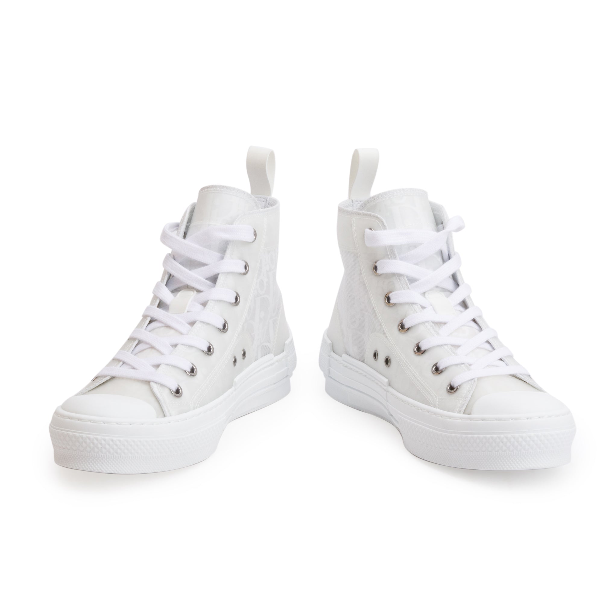 Christian Dior White Oblique Transparent Canvas B23 High-Top Sneakers, Size 37 w/ Box